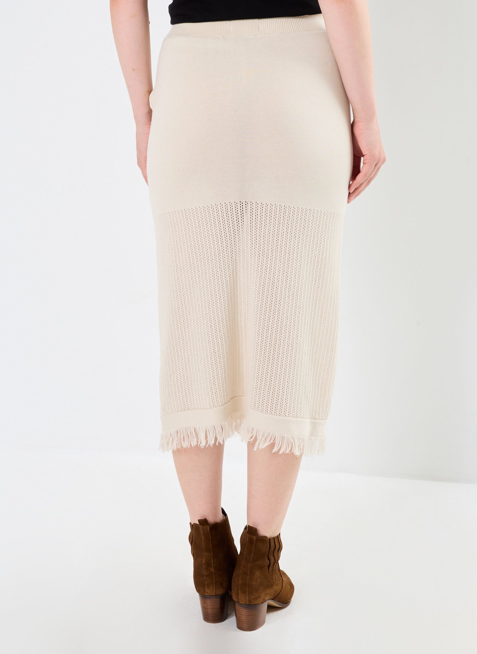 Jupe Midi Wallis Femme - Beige, Taille 12 - Coupe A - Mélange Viscose Lin - Excellent état