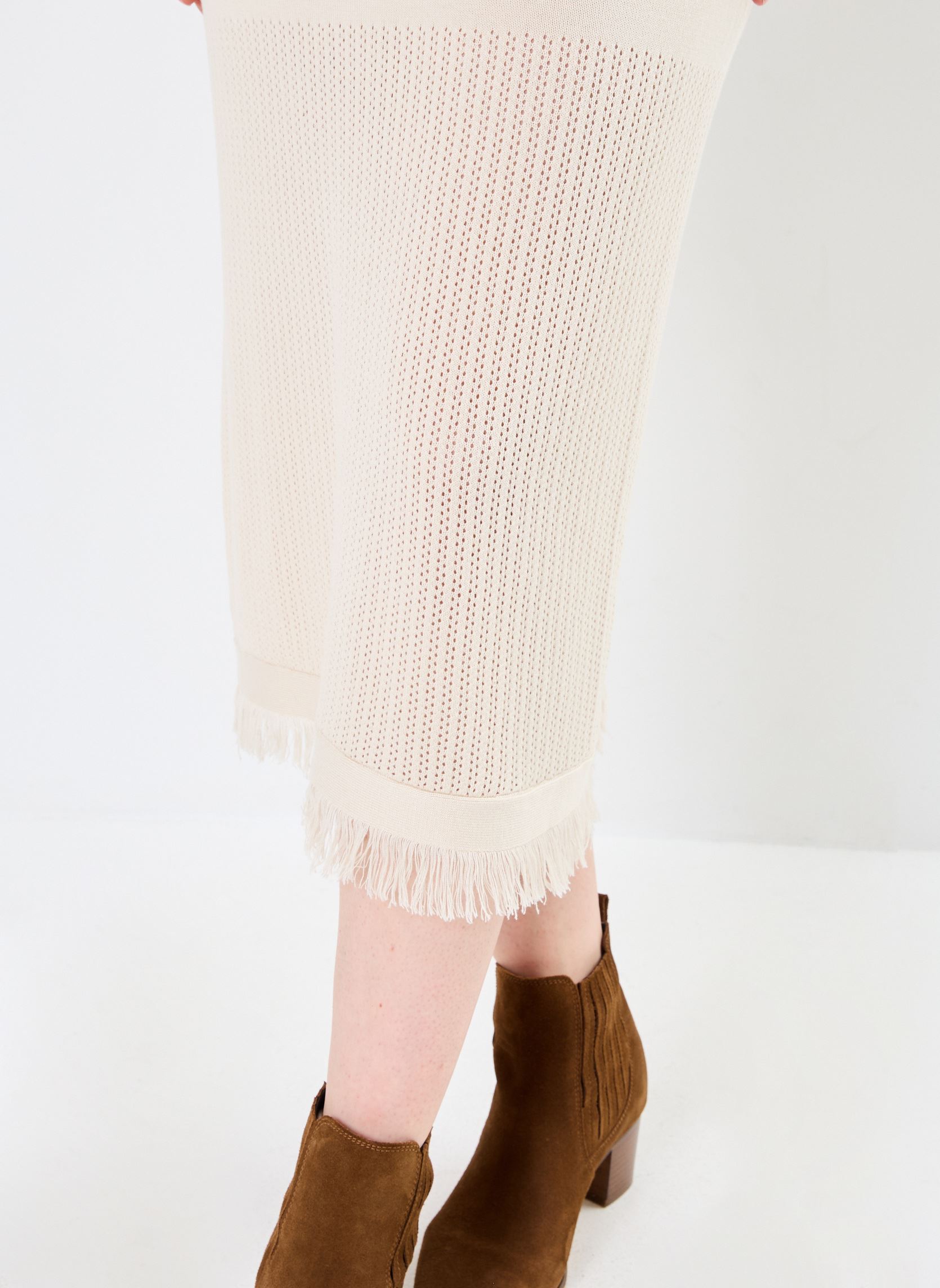Jupes mi-longues NUFRINGE SKIRT femme beige Nümph Jupes mi-longues NUFRINGE SKIRT femme beige Sandshell Melange