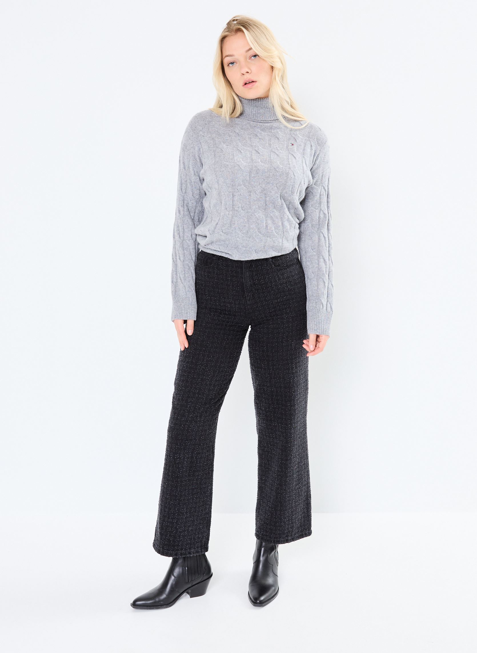 Pulls Soft Wool Cable Roll WW0WW43102 femme gris Tommy Hilfiger Pulls Soft Wool Cable Roll WW0WW43102 femme gris GREY