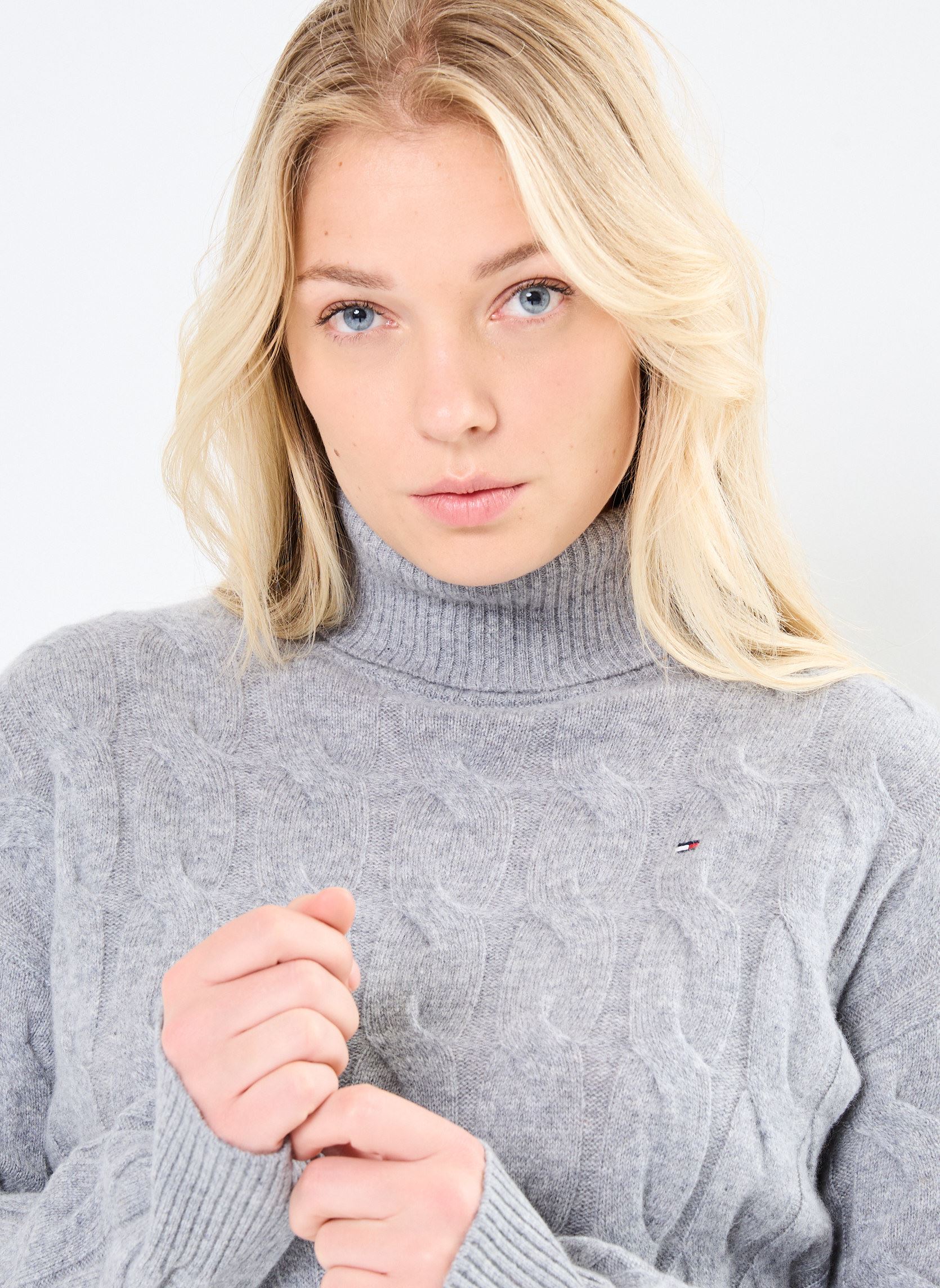 Pulls Soft Wool Cable Roll WW0WW43102 femme gris Tommy Hilfiger Pulls Soft Wool Cable Roll WW0WW43102 femme gris GREY