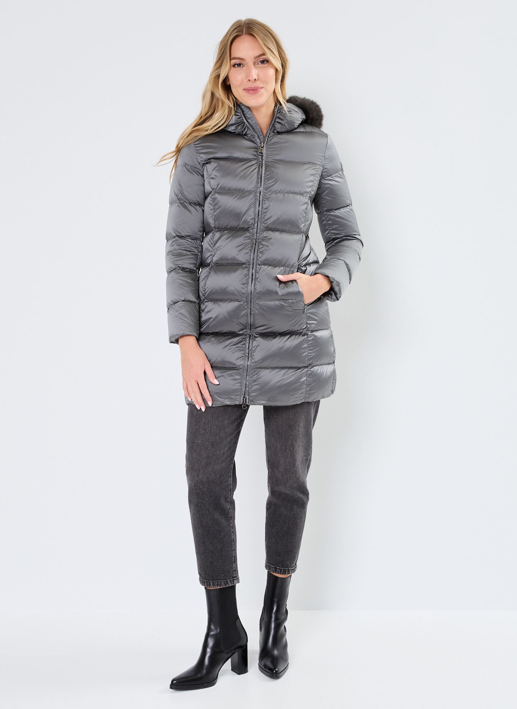 Gewatteerde jassen 2YO Ladies Down Jacket + ecofur dames grijs Colmar Gewatteerde jassen 2YO Ladies Down Jacket + ecofur dames grijs Dark Mud-Dark steel