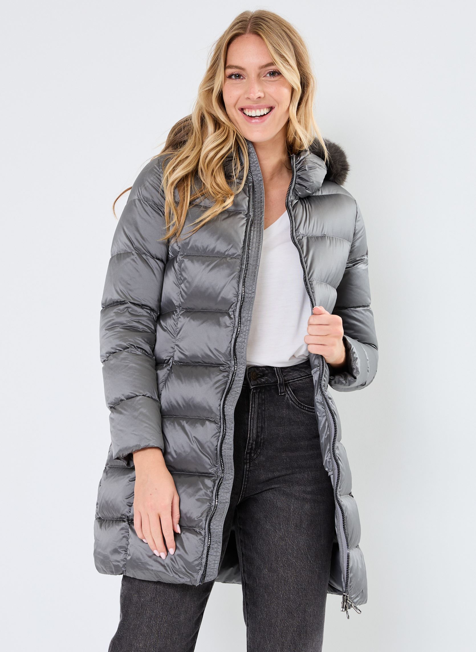 Gewatteerde jassen 2YO Ladies Down Jacket + ecofur dames grijs Colmar Gewatteerde jassen 2YO Ladies Down Jacket + ecofur dames grijs Dark Mud-Dark steel