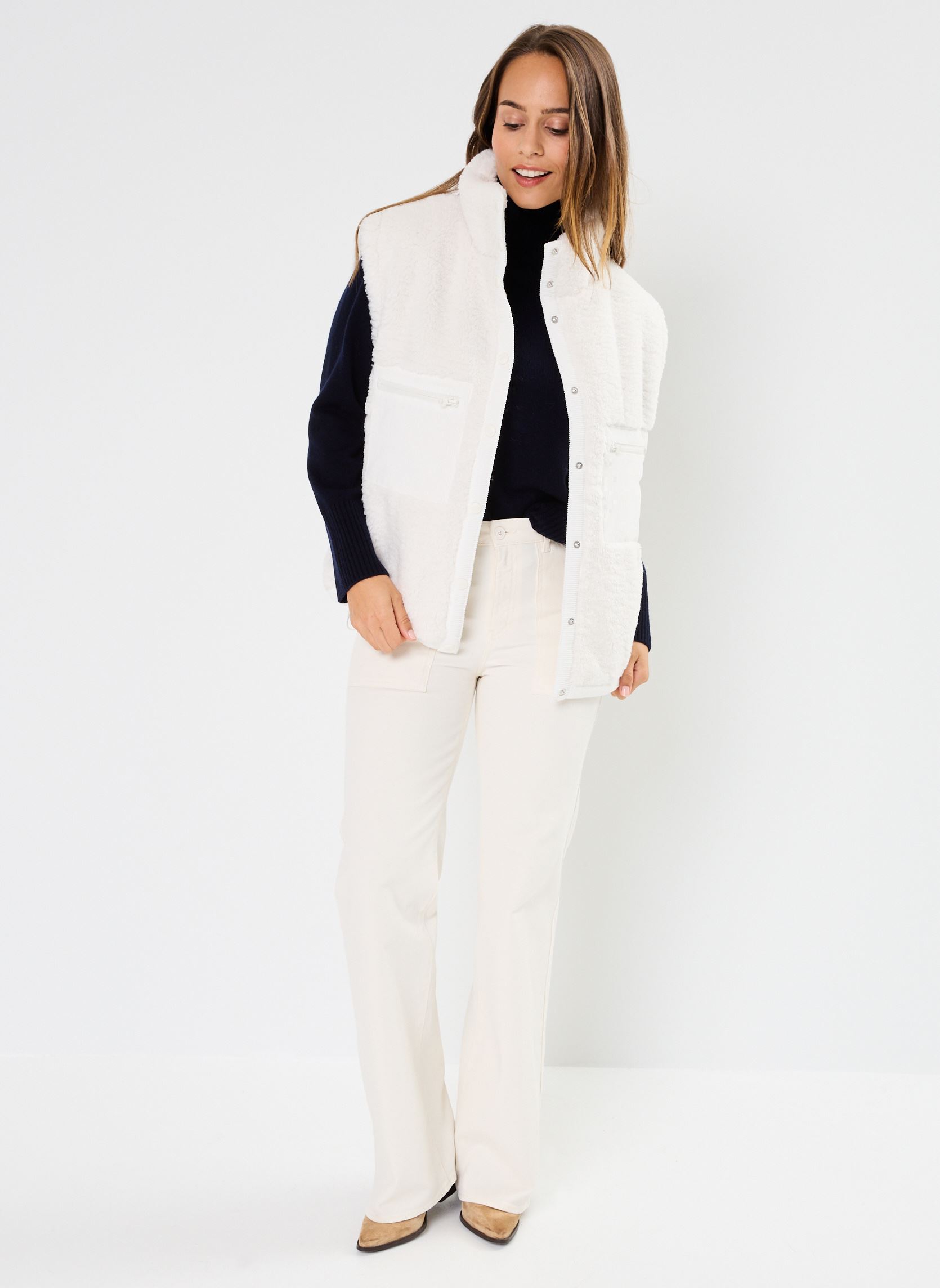 Vestes sans manches 40391 VALERINE VESTE femme blanc Five Jeans Vestes sans manches 40391 VALERINE VESTE femme blanc RICOTTA