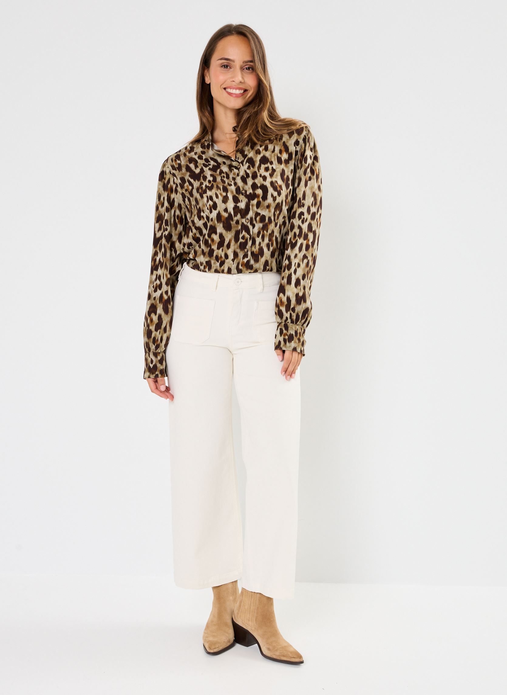 Wijde broeken 53100 W LUCIA PANTALON dames wit Five Jeans Wijde broeken 53100 W LUCIA PANTALON dames wit RICOTTA