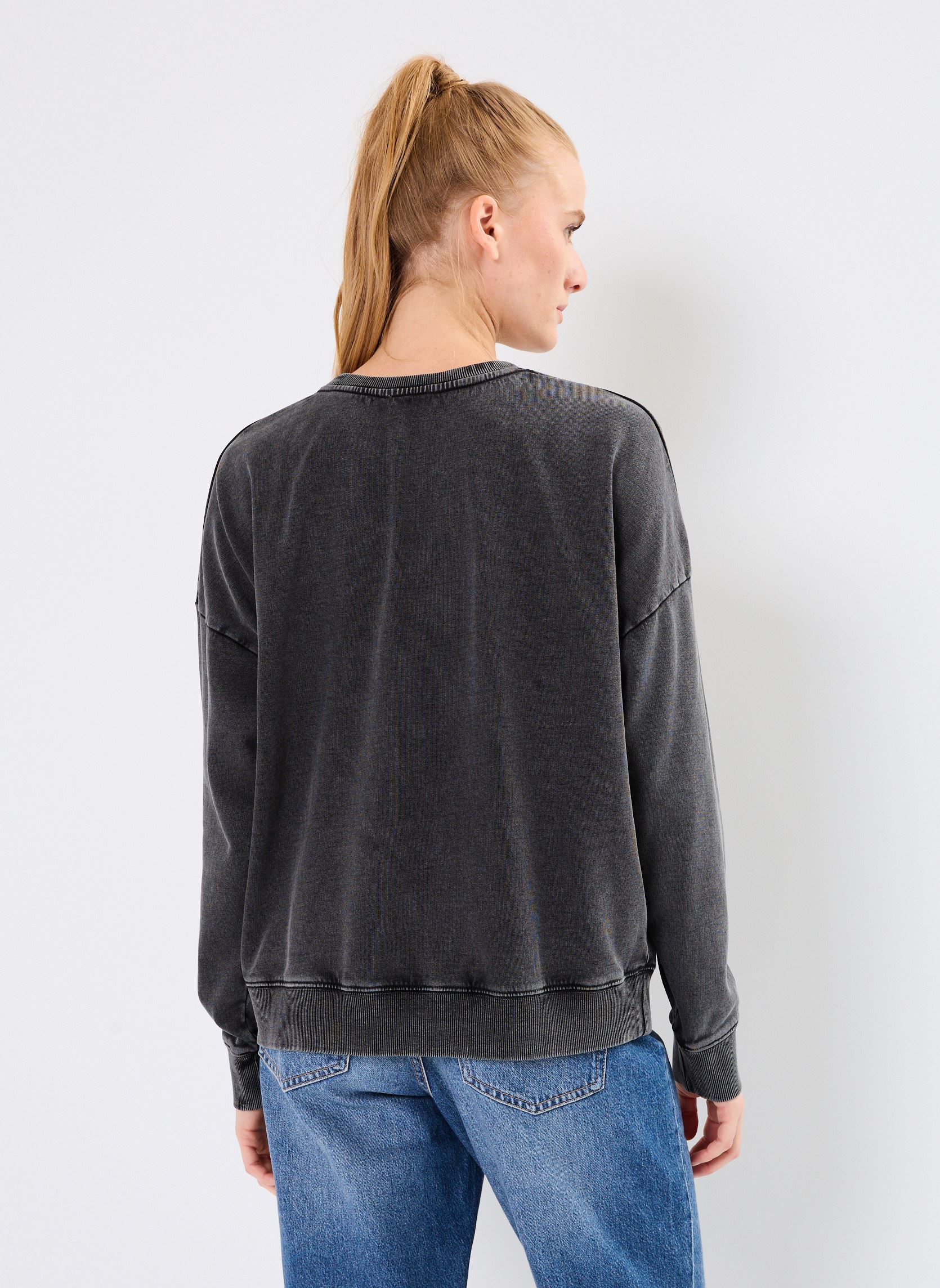 Sweater SWH2404 SWEAT dames grijs Five Jeans Sweater SWH2404 SWEAT dames grijs STEEL