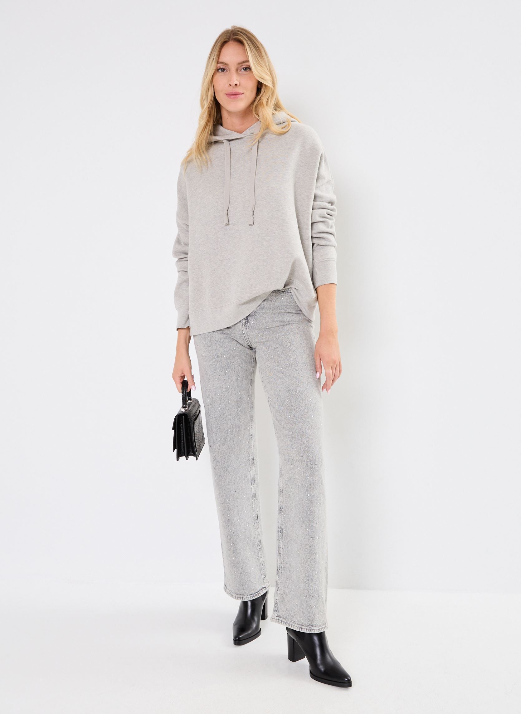Sweats à capuche SWH2406 SWEAT femme gris Five Jeans Sweats à capuche SWH2406 SWEAT femme gris MOTTLED GREY