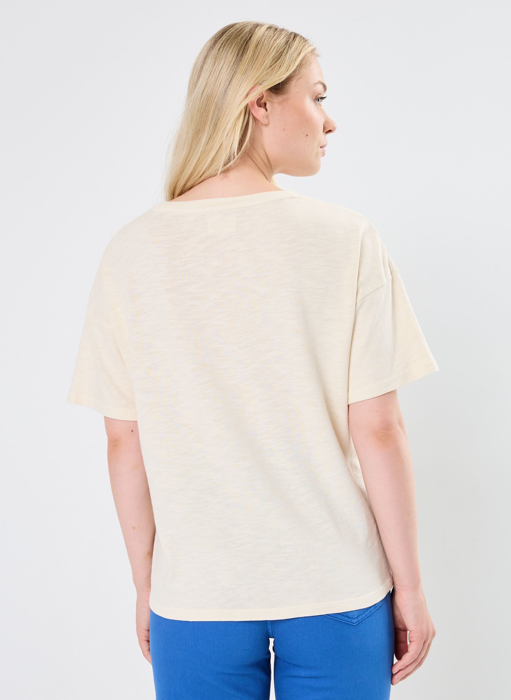 Tee-shirts manches courtes TSH2402 TEE SHIRT femme blanc Five Jeans Tee-shirts manches courtes TSH2402 TEE SHIRT femme blanc RICOTTA/ABYSS