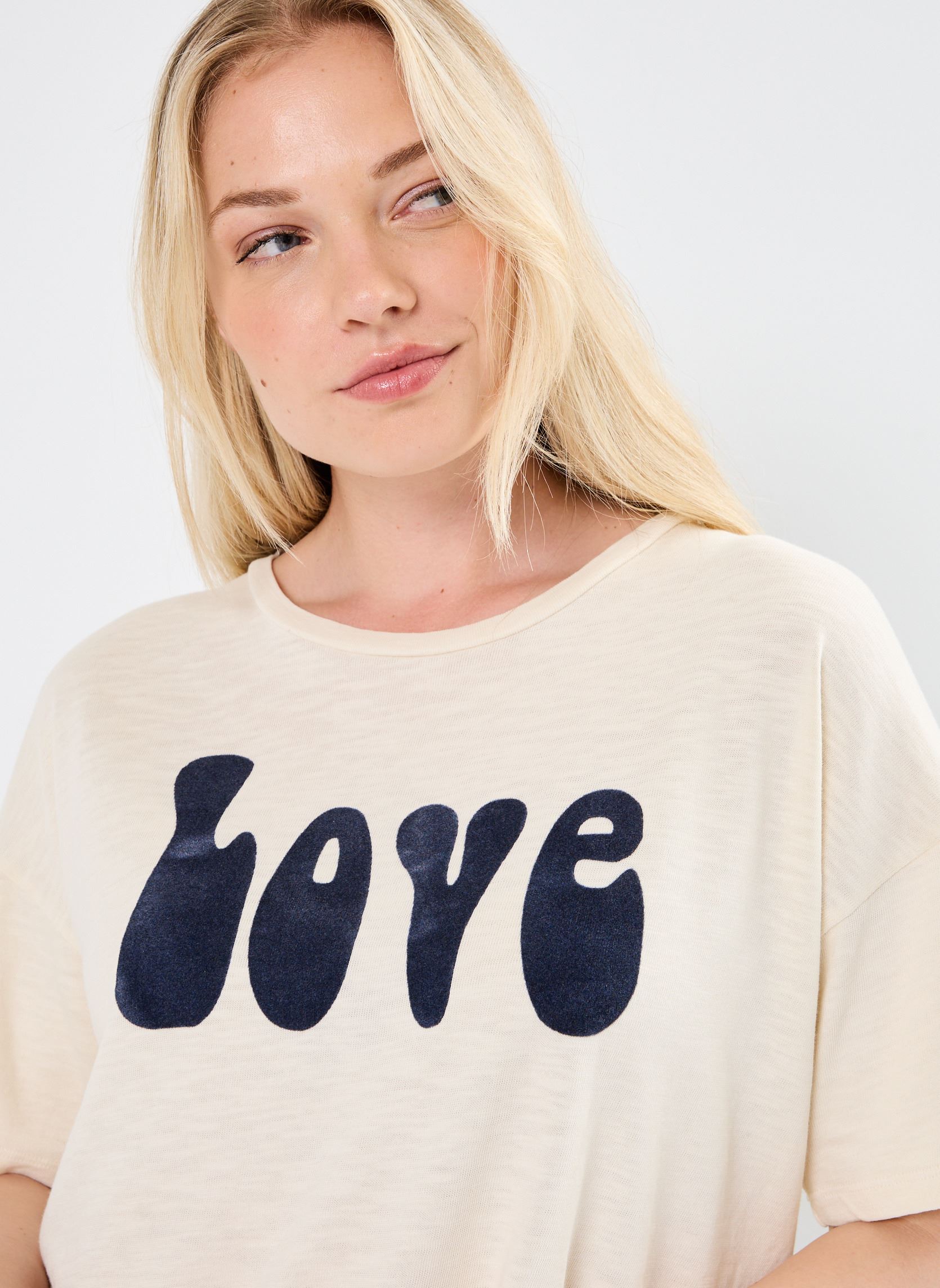 Tee-shirts manches courtes TSH2402 TEE SHIRT femme blanc Five Jeans Tee-shirts manches courtes TSH2402 TEE SHIRT femme blanc RICOTTA/ABYSS