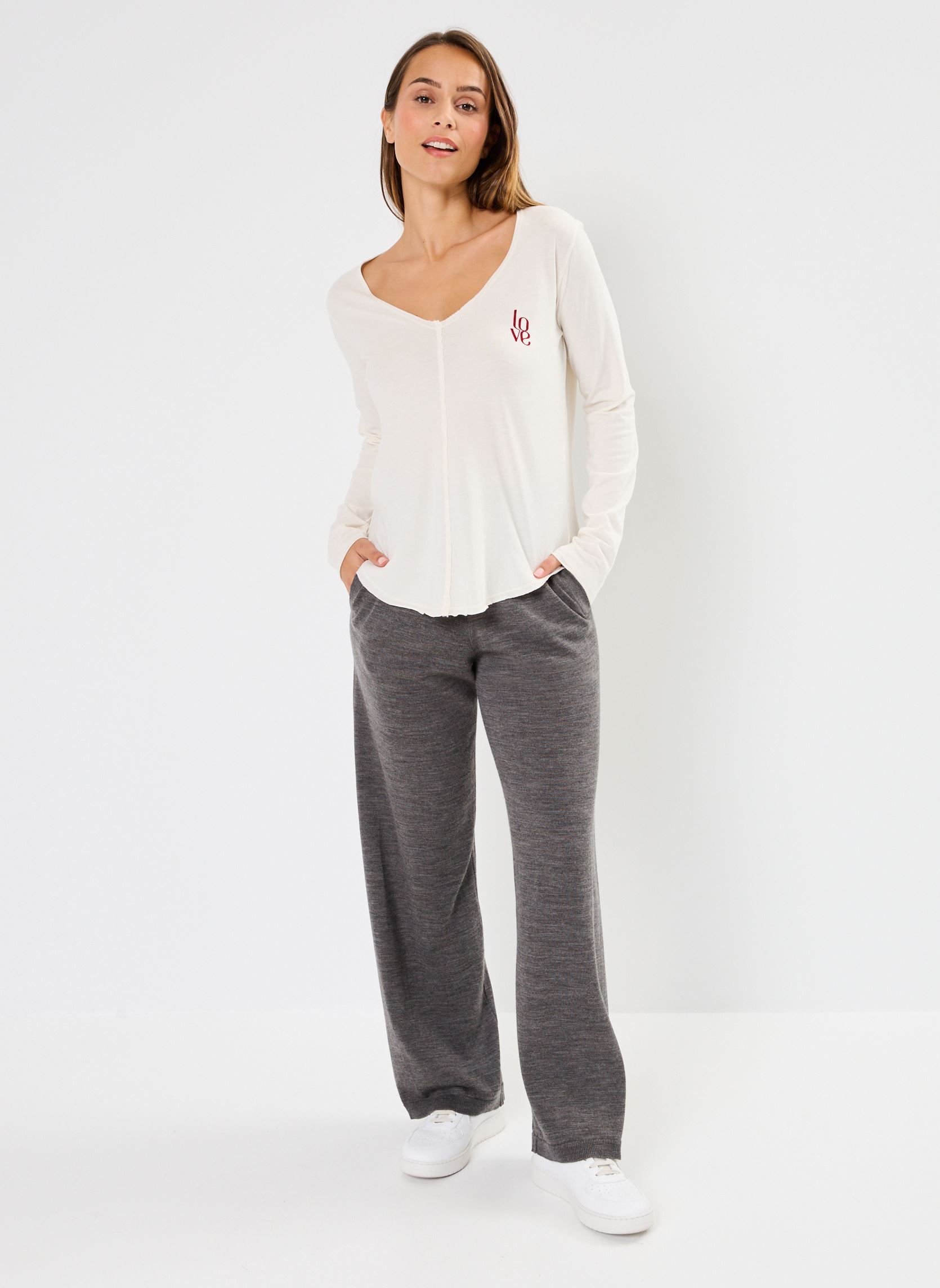 Langarm-T-Shirts TSH2403 TEE SHIRT damen weiß Five Jeans Langarm-T-Shirts TSH2403 TEE SHIRT damen weiß RICOTTA