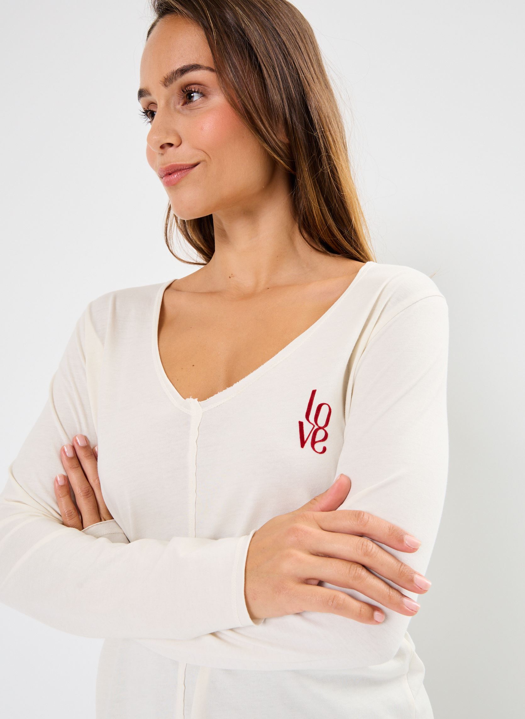 Langarm-T-Shirts TSH2403 TEE SHIRT damen weiß Five Jeans Langarm-T-Shirts TSH2403 TEE SHIRT damen weiß RICOTTA