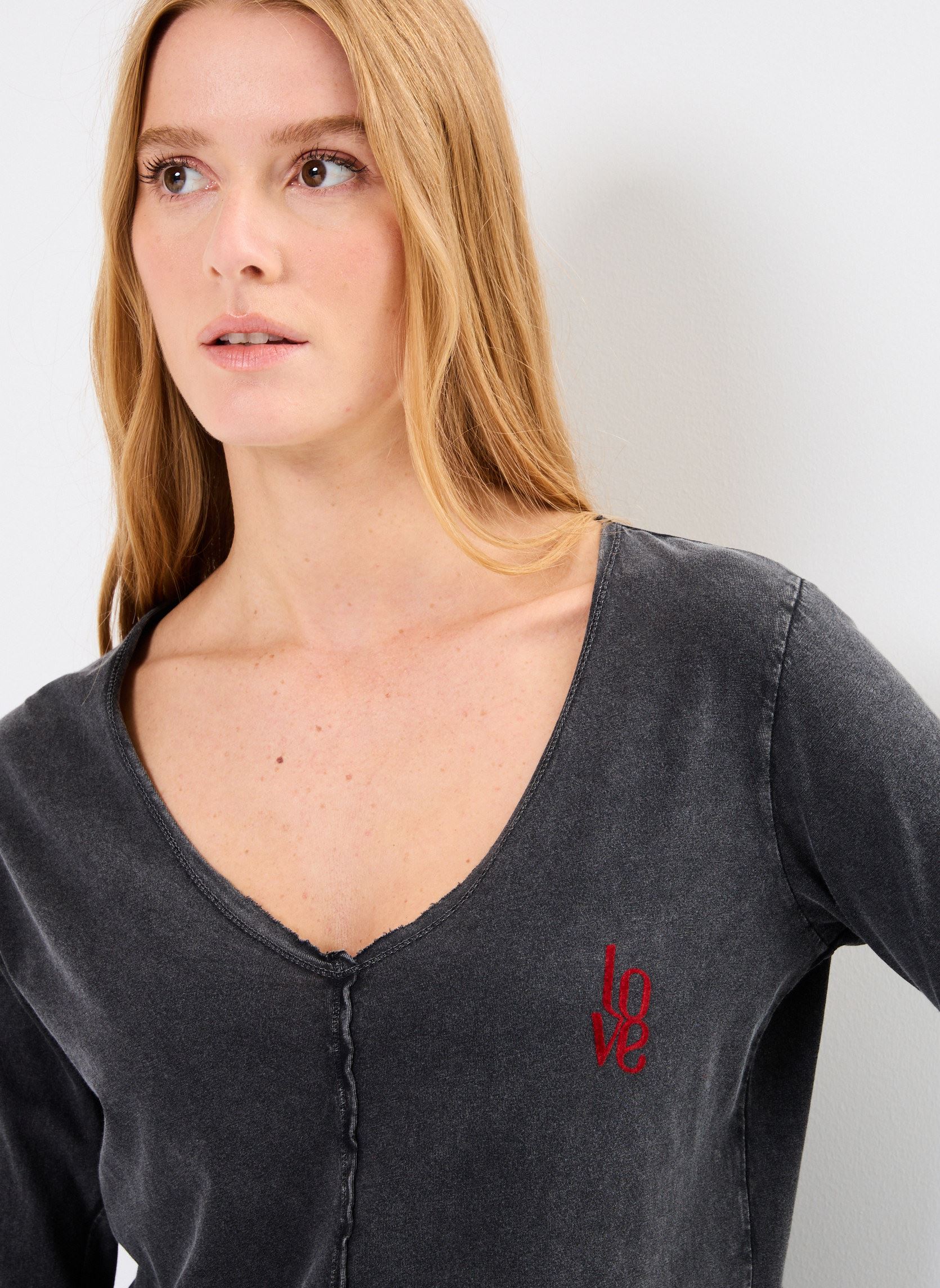 Tee-shirts manches longues TSH2403 TEE SHIRT femme gris Five Jeans Tee-shirts manches longues TSH2403 TEE SHIRT femme gris STEEL