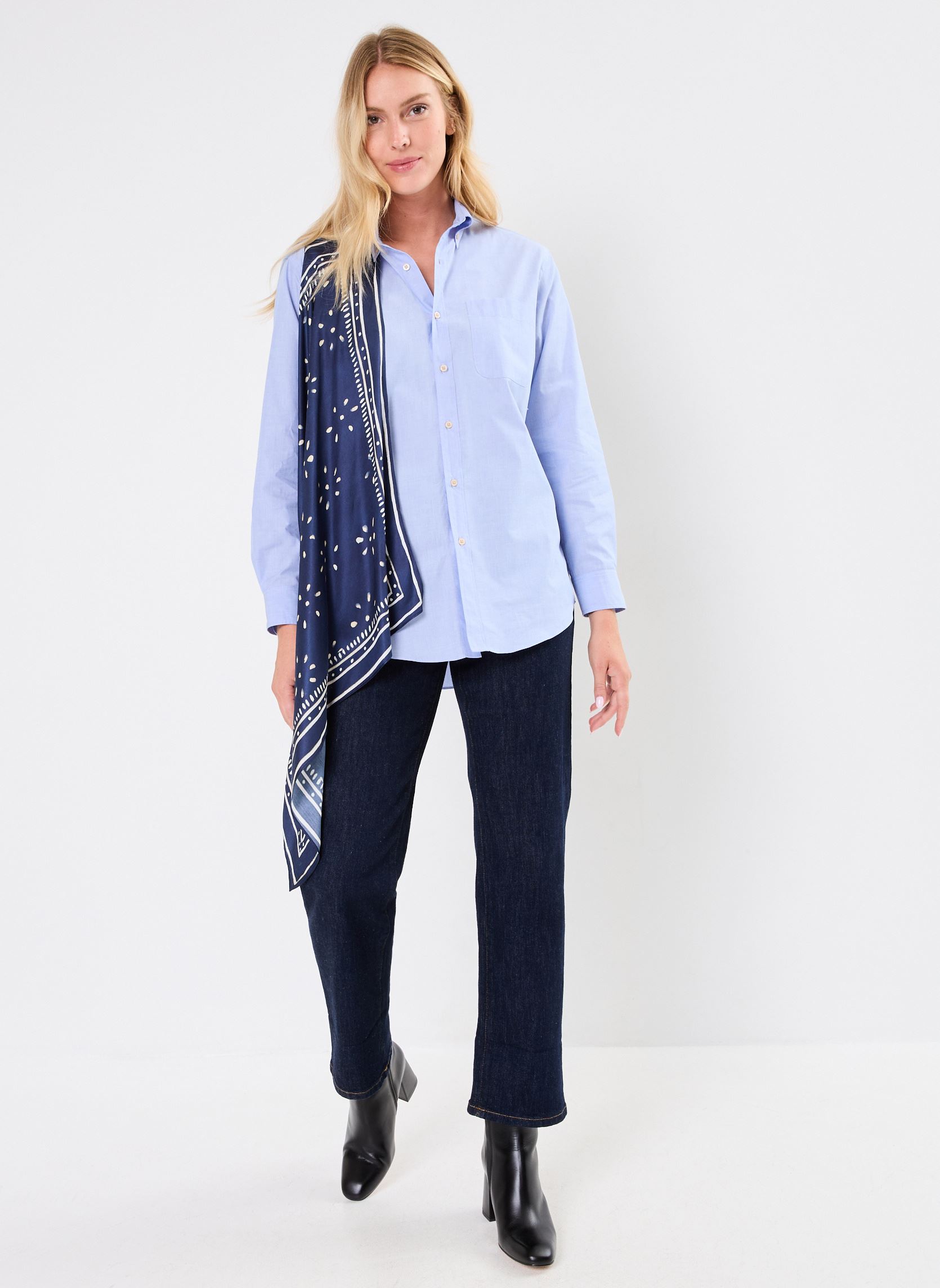 Chemises manches longues CHEMISE FOULARD NAIMA femme bleu Stella Forest Chemises manches longues CHEMISE FOULARD NAIMA femme bleu BLEU