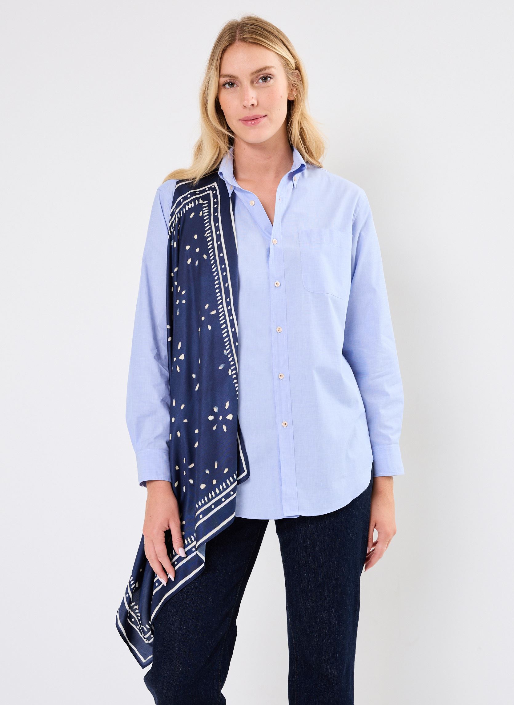 Chemises manches longues CHEMISE FOULARD NAIMA femme bleu Stella Forest Chemises manches longues CHEMISE FOULARD NAIMA femme bleu BLEU