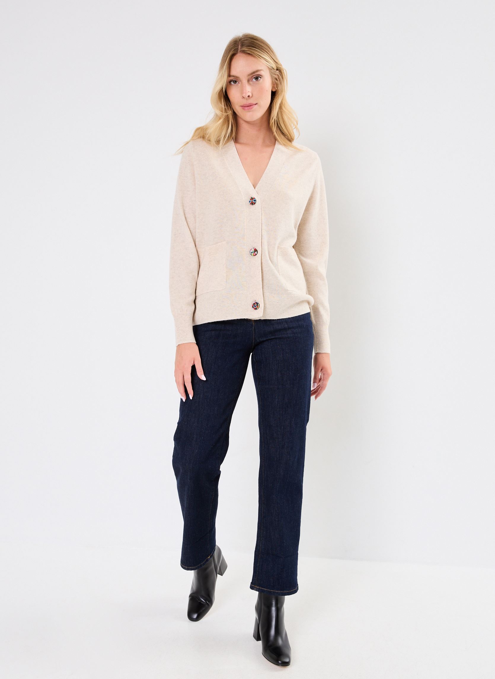 Strickjacken und Westen GILET POCHES KATIE damen beige Stella Forest Strickjacken und Westen GILET POCHES KATIE damen beige Cappuccino