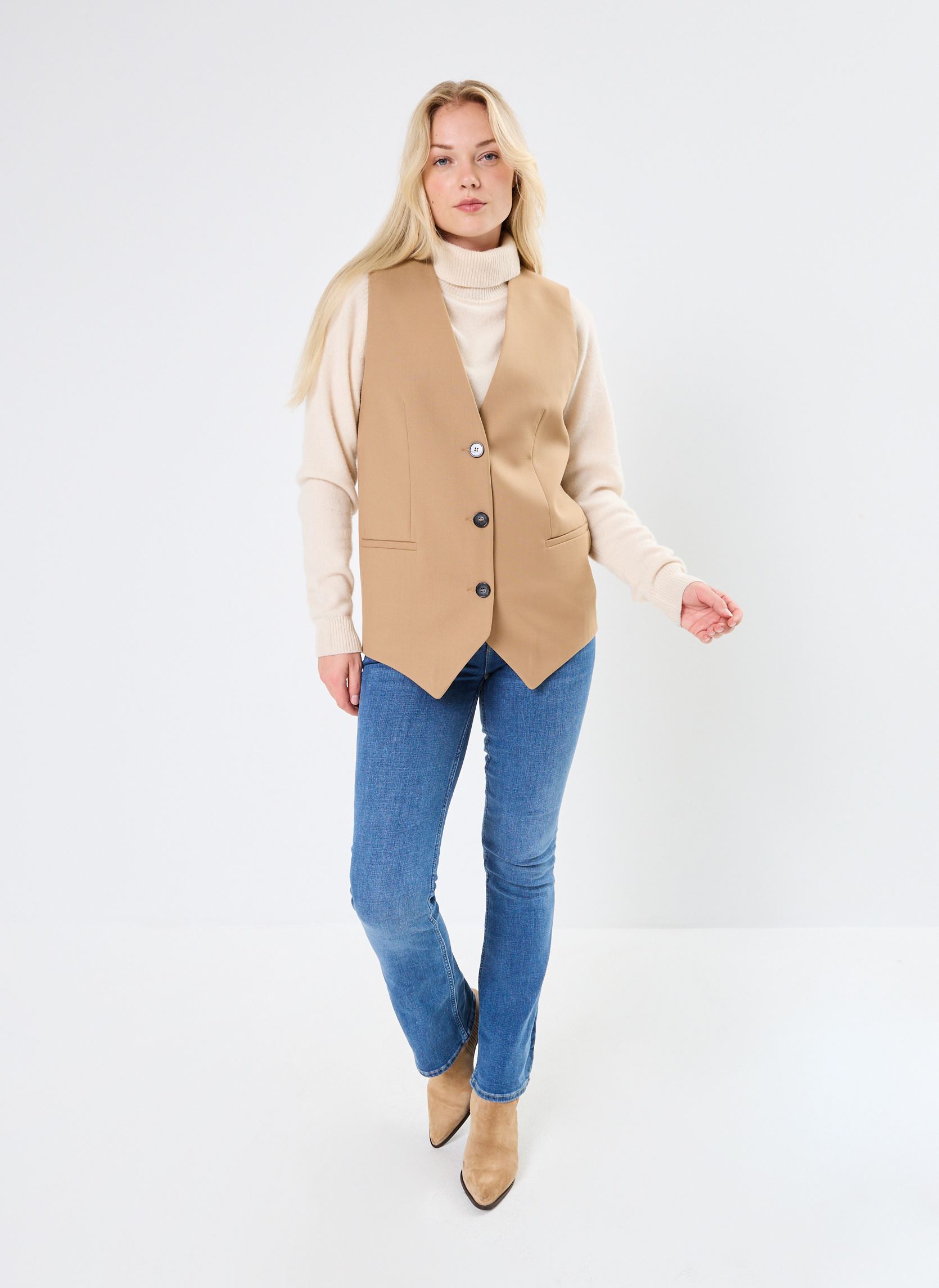 Gilets GILET LONG CHLOTILDE femme beige Stella Forest Gilets GILET LONG CHLOTILDE femme beige BEIGE