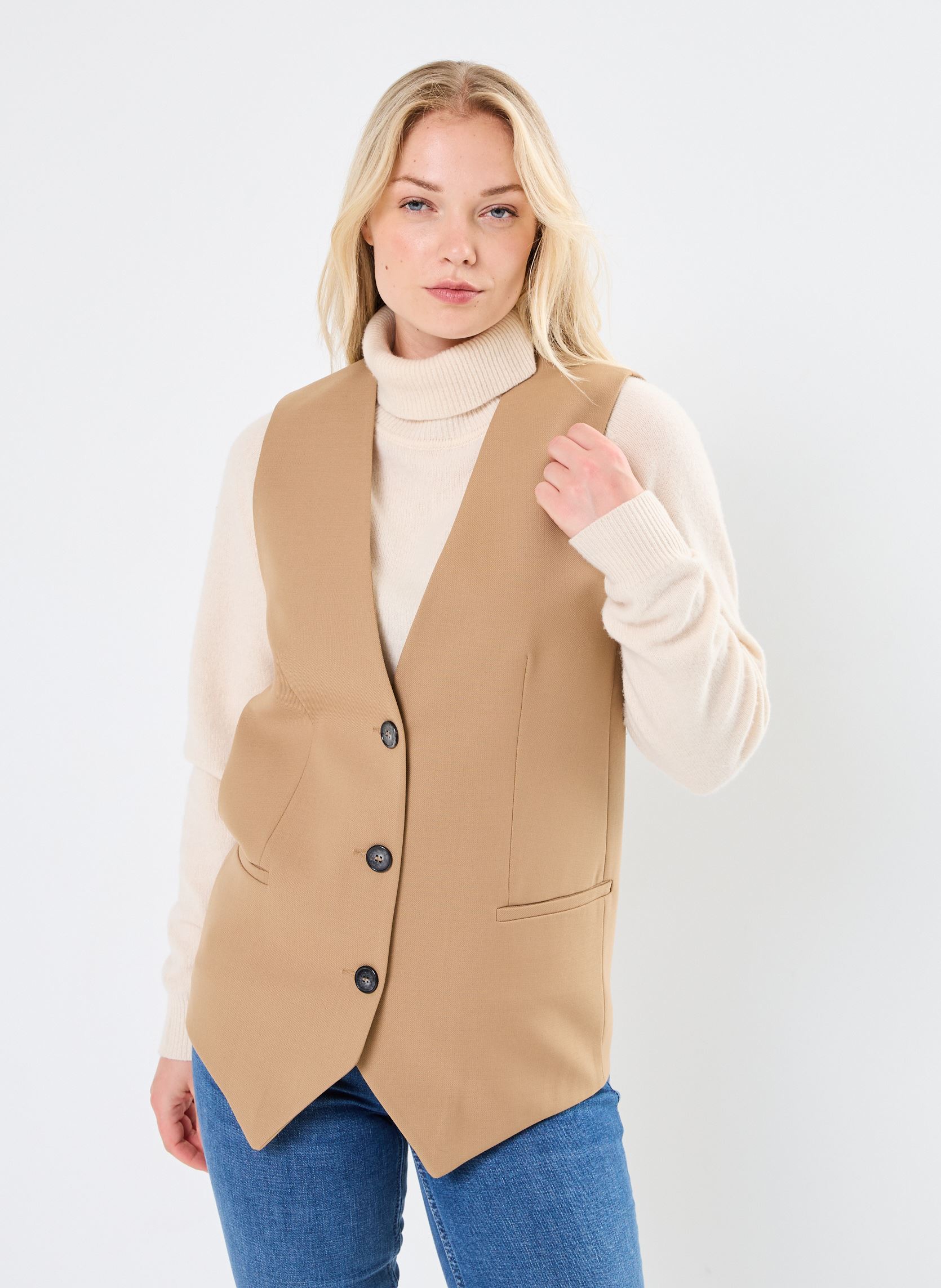 Gilets GILET LONG CHLOTILDE femme beige Stella Forest Gilets GILET LONG CHLOTILDE femme beige BEIGE