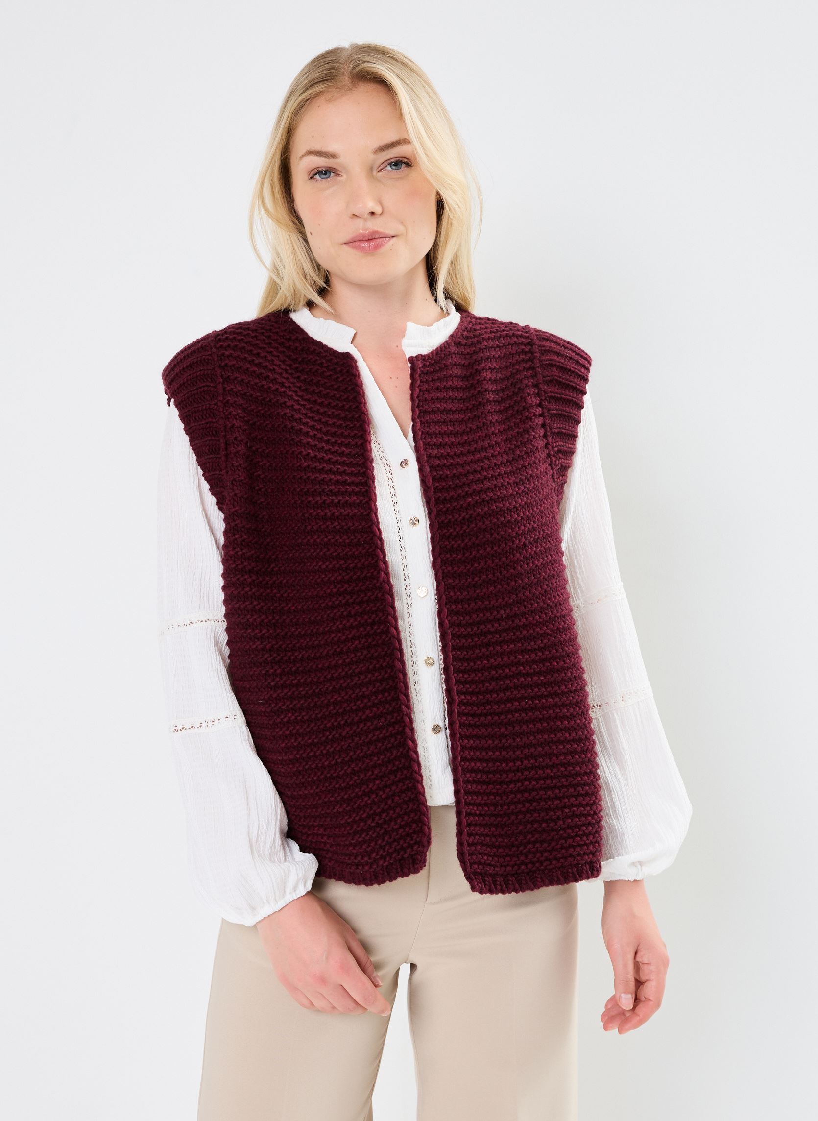 Gilets GILET COURT SHERINE femme bordeaux Stella Forest Gilets GILET COURT SHERINE femme bordeaux Bordeaux