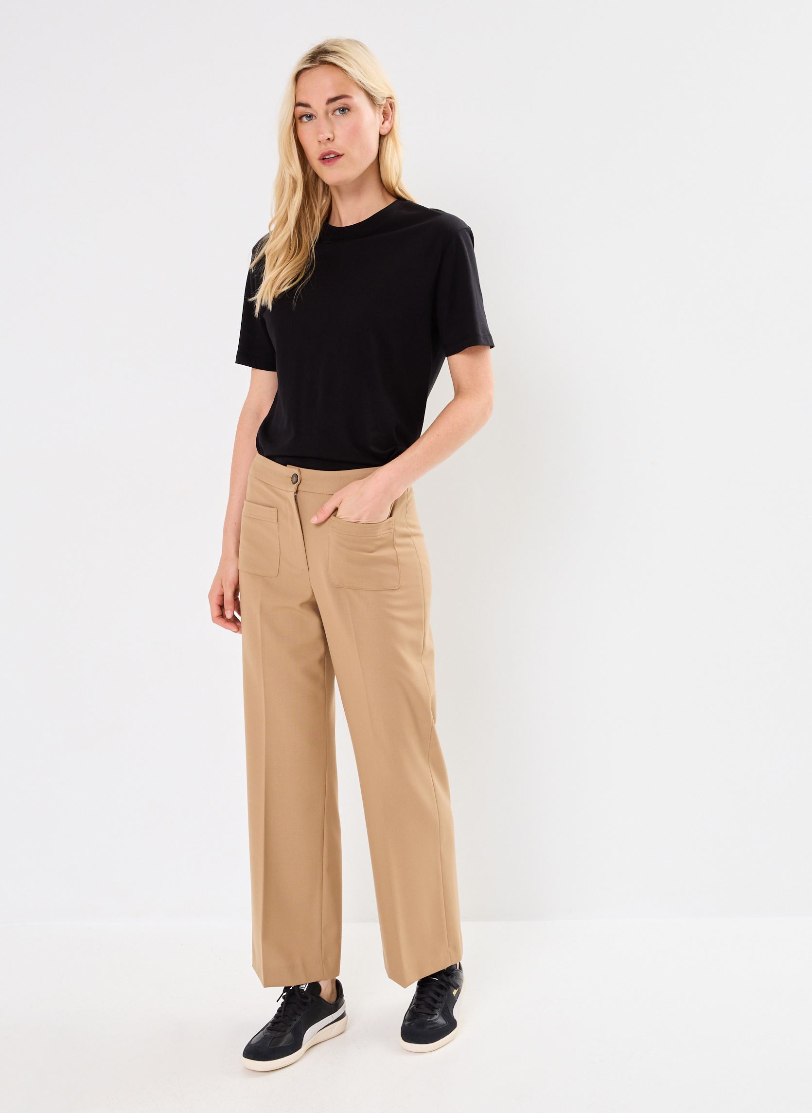 Pantalones anchos PANTALON LARGE CHLOTILDE mujer beige Stella Forest Pantalones anchos PANTALON LARGE CHLOTILDE mujer beige BEIGE