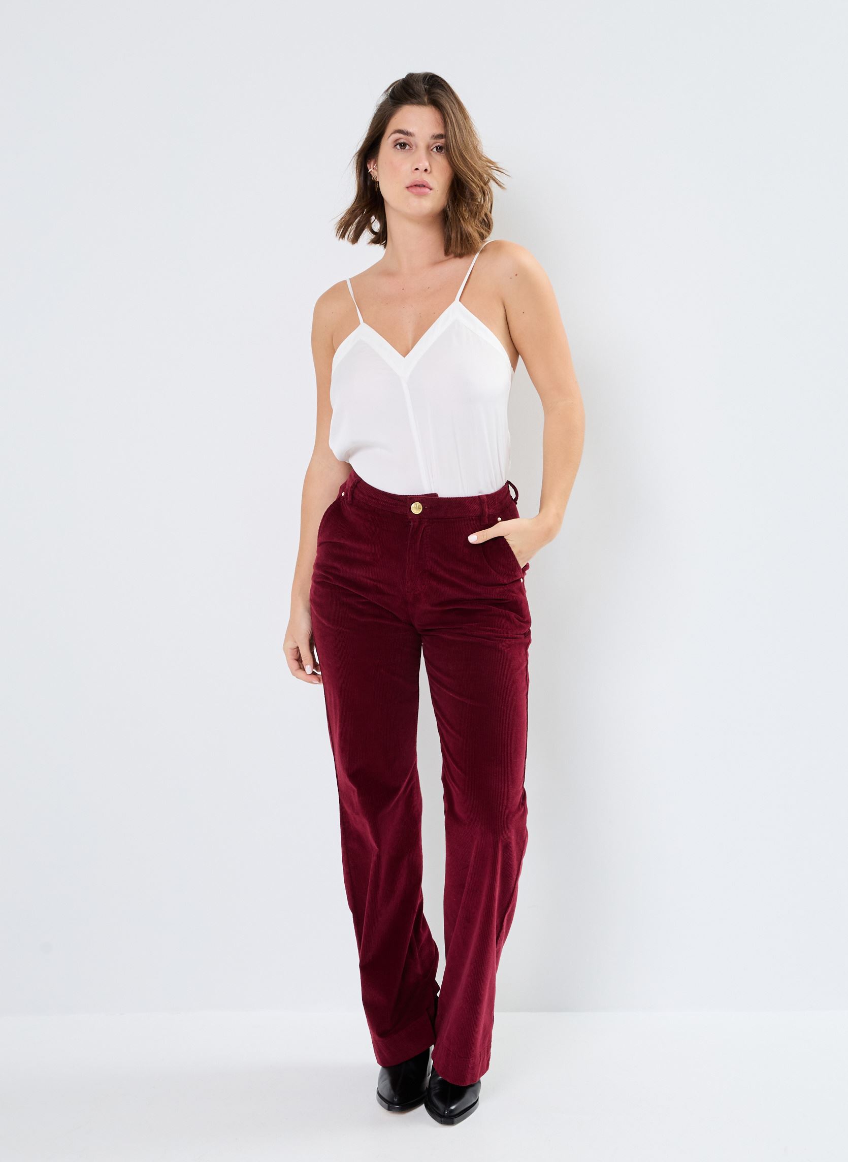 Pantalons larges PANTALON VELOURS COT VANES femme bordeaux Stella Forest Pantalons larges PANTALON VELOURS COT VANES femme bordeaux BORDEAUX