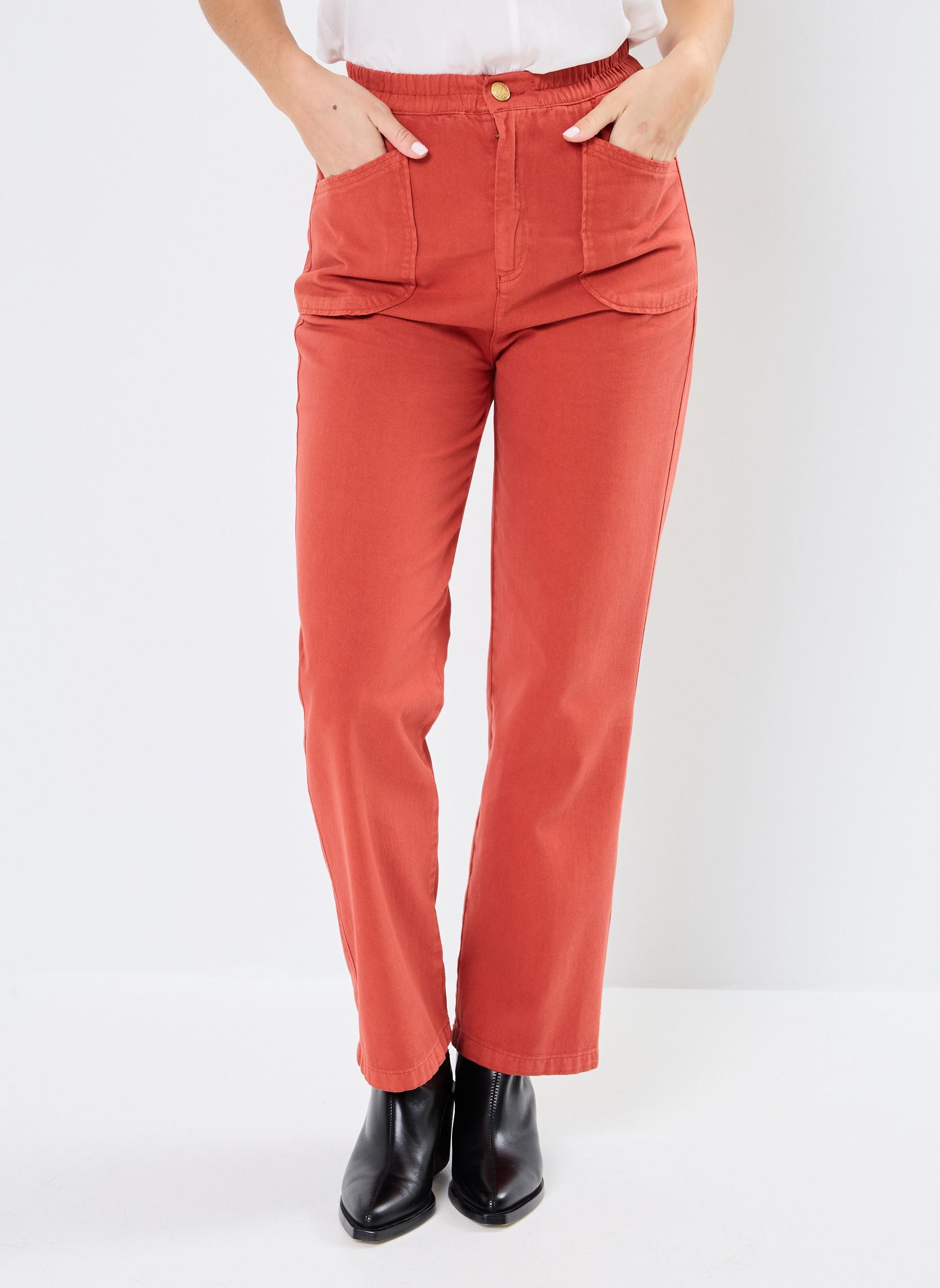 Pantalons droit PANTALON ELASTIQUE BLAIRE femme orange Stella Forest Pantalons droit PANTALON ELASTIQUE BLAIRE femme orange TERRACOTTA