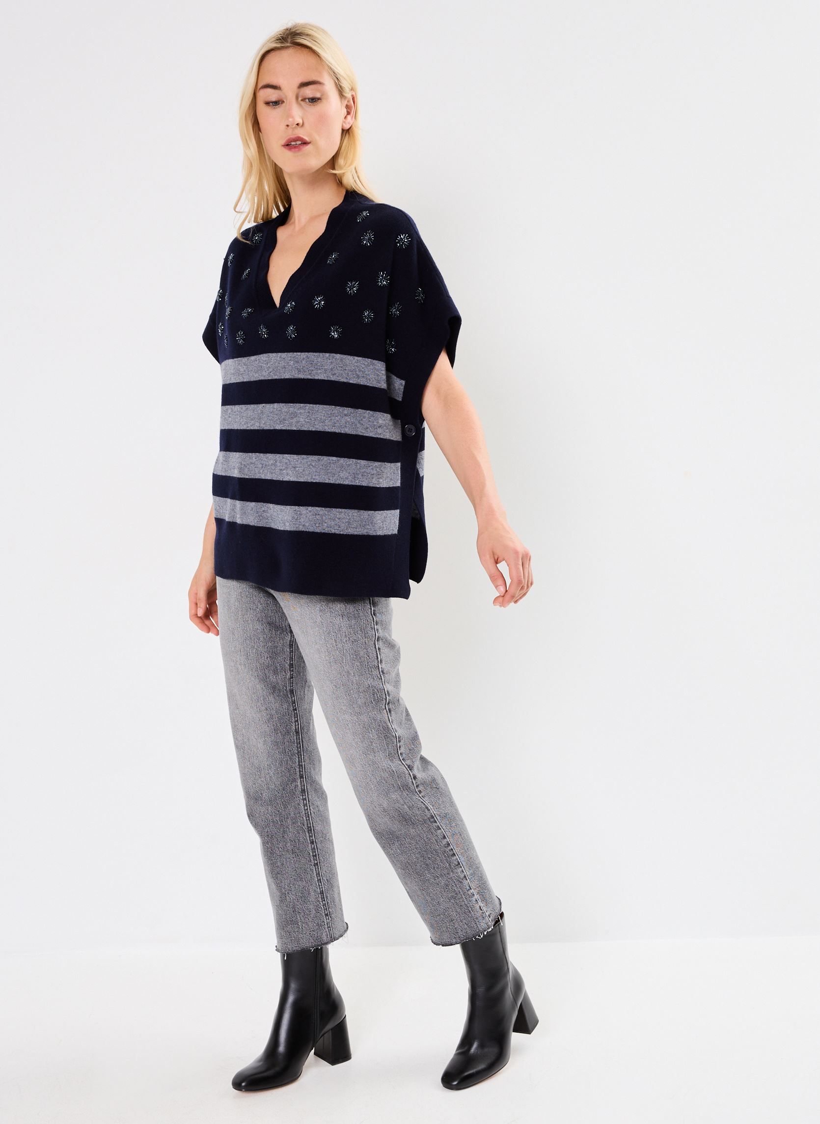 Pullover PULL SM RAYE BRODE LILOU damen blau Stella Forest Pullover PULL SM RAYE BRODE LILOU damen blau NUIT