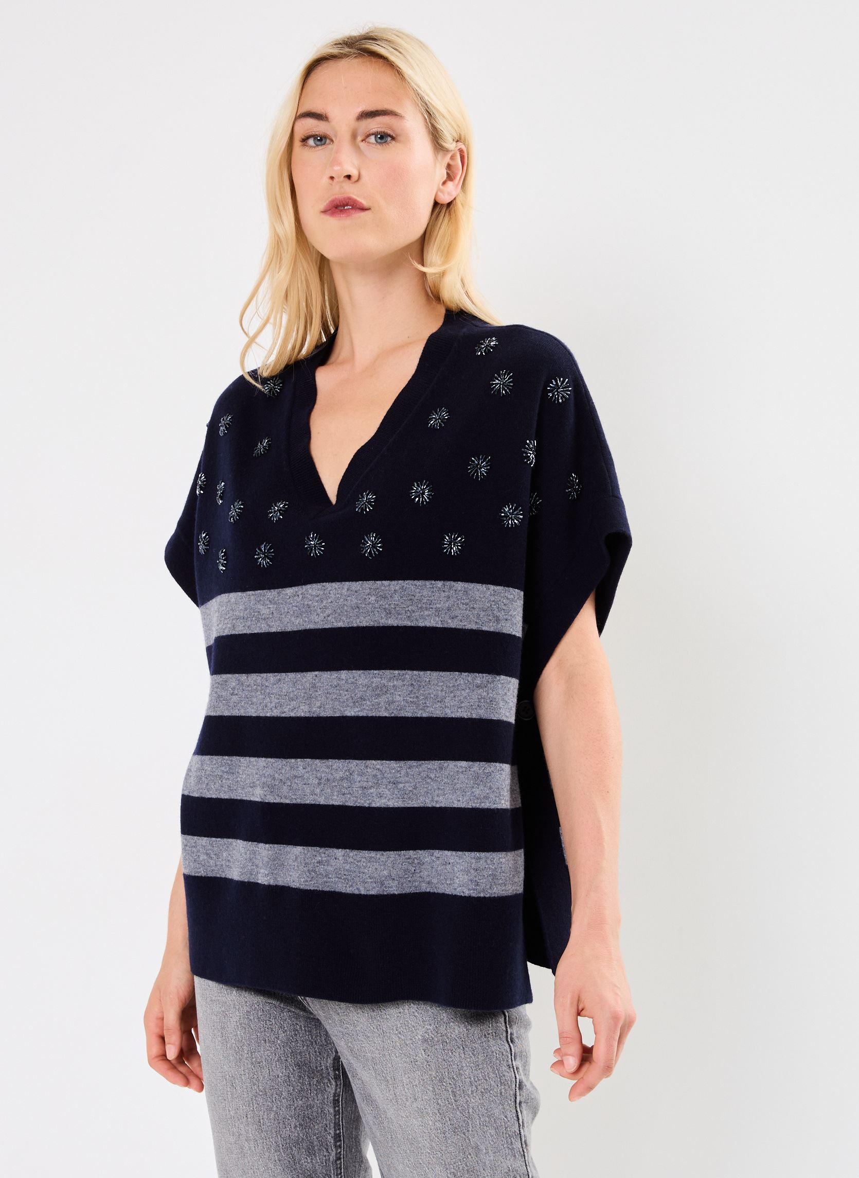 Pullover PULL SM RAYE BRODE LILOU damen blau Stella Forest Pullover PULL SM RAYE BRODE LILOU damen blau NUIT