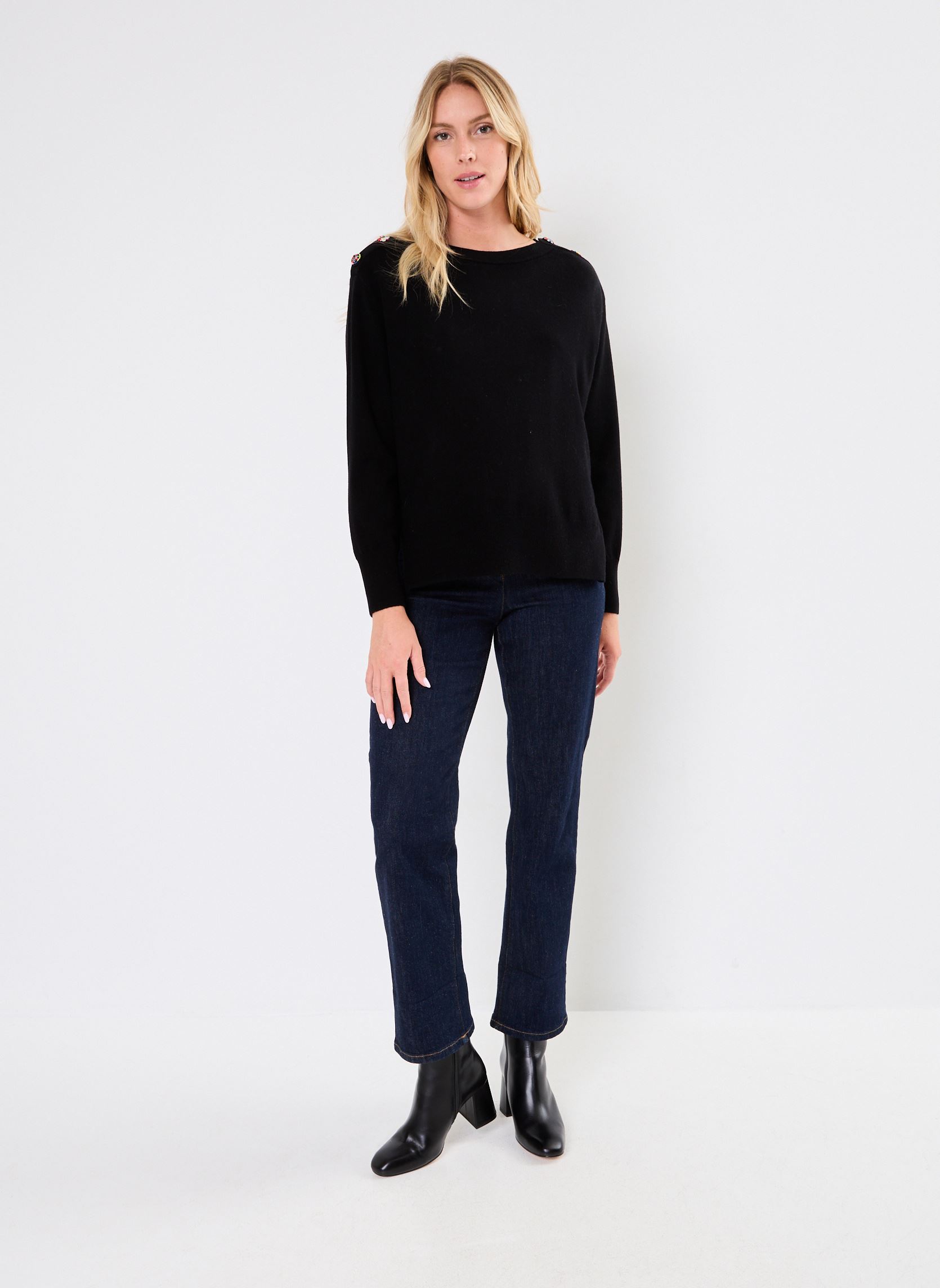 Pullover PULL BOUTONNE KATIE damen schwarz Stella Forest Pullover PULL BOUTONNE KATIE damen schwarz NOIR