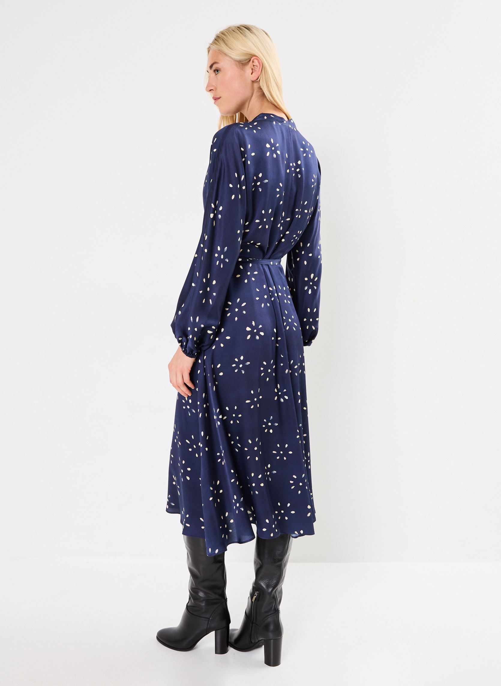 Robes longues ROBE CEINTUREE NAIMA femme bleu Stella Forest Robes longues ROBE CEINTUREE NAIMA femme bleu INDIGO