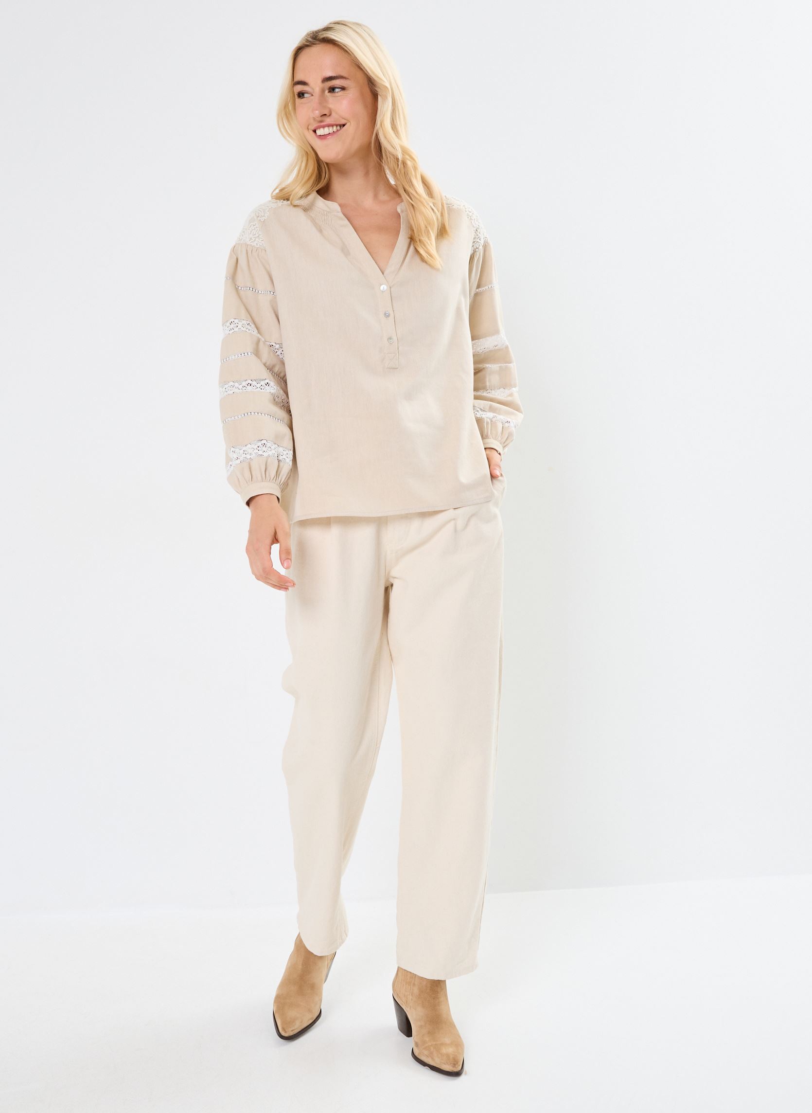 Blouses manches longues TUNIQUE LOOSE DEOTILLE femme beige Stella Forest Blouses manches longues TUNIQUE LOOSE DEOTILLE femme beige BEIGE