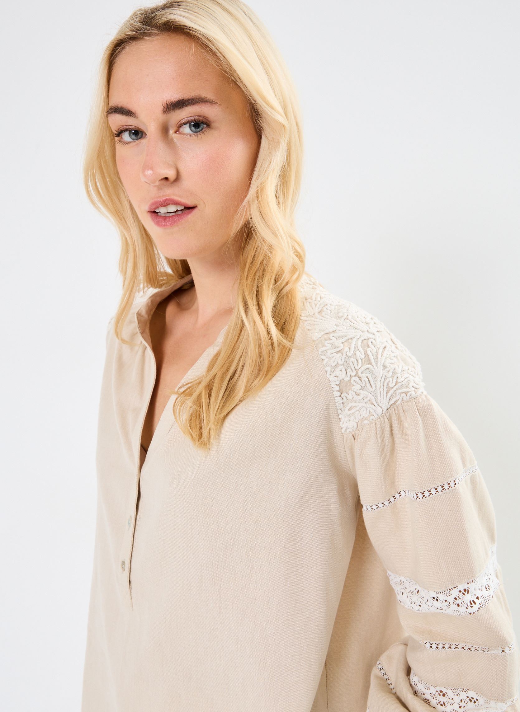 Blouses manches longues TUNIQUE LOOSE DEOTILLE femme beige Stella Forest Blouses manches longues TUNIQUE LOOSE DEOTILLE femme beige BEIGE