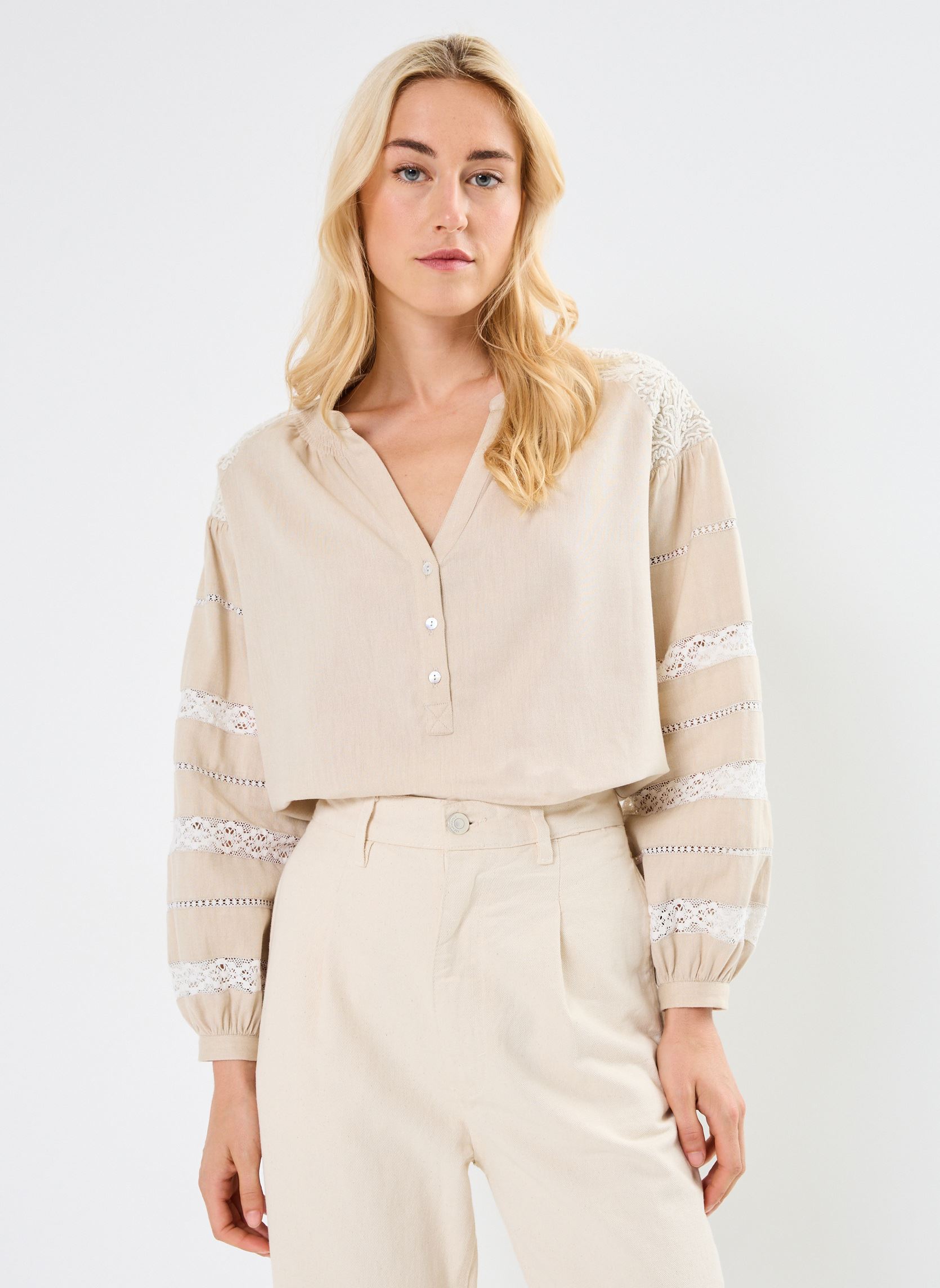 Blouses manches longues TUNIQUE LOOSE DEOTILLE femme beige Stella Forest Blouses manches longues TUNIQUE LOOSE DEOTILLE femme beige BEIGE
