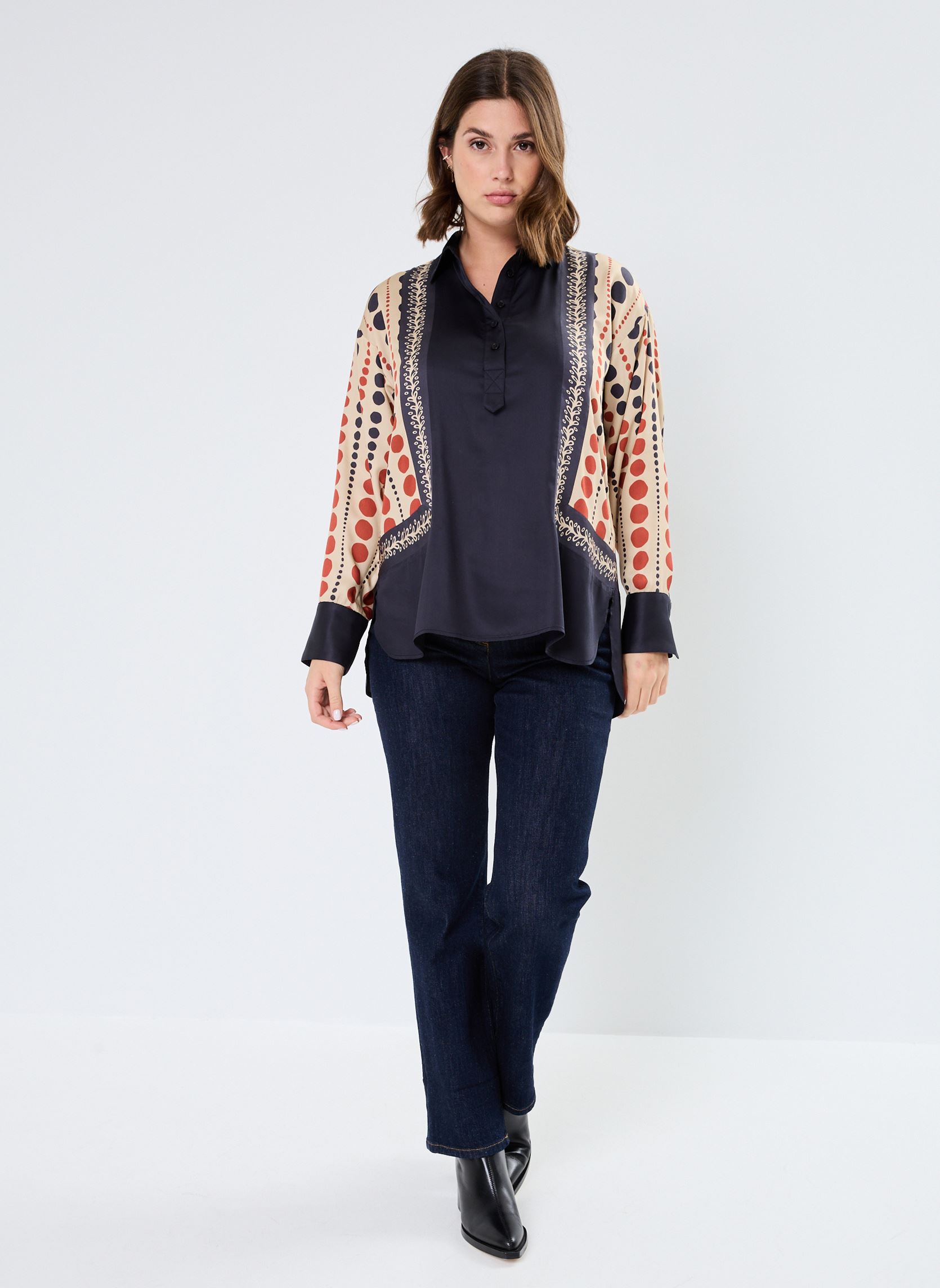 Blouses manches longues TUNIQUE AURELIE femme multicolore Stella Forest Blouses manches longues TUNIQUE AURELIE femme multicolore NOISETTE