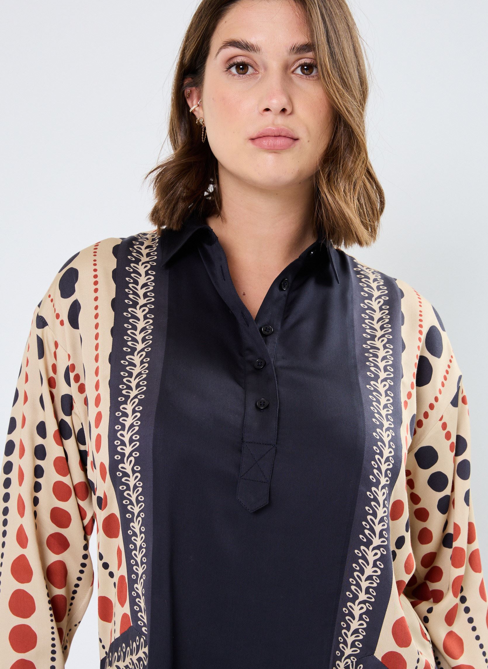 Blouses manches longues TUNIQUE AURELIE femme multicolore Stella Forest Blouses manches longues TUNIQUE AURELIE femme multicolore NOISETTE