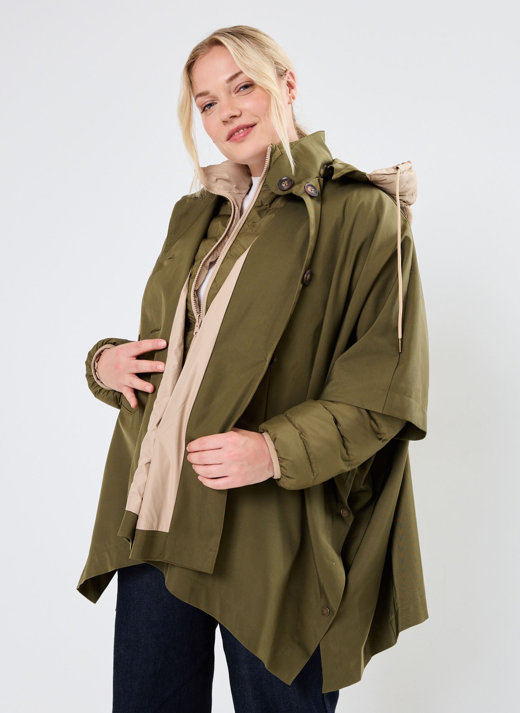Manteaux VESTE CAPE ISADORA femme vert Stella Forest Manteaux VESTE CAPE ISADORA femme vert Kaki