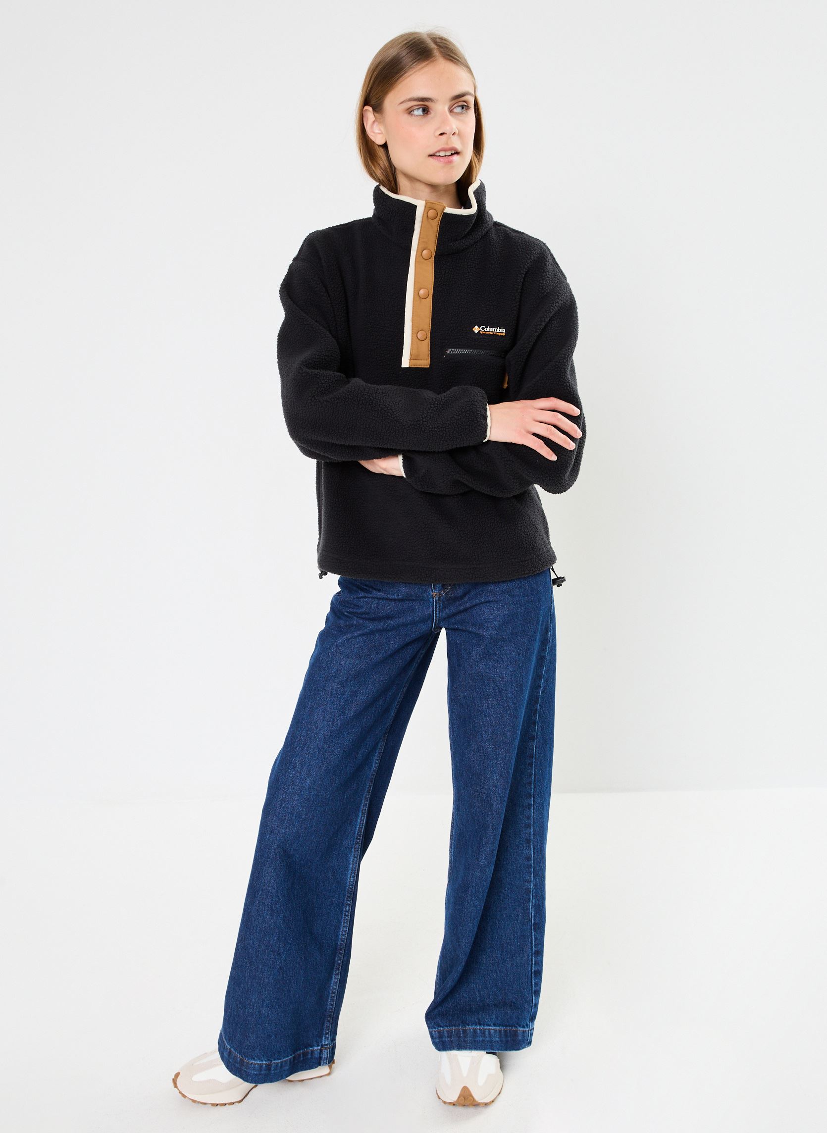 Fleece truien Helvetia II Cropped Half Snap Fleece dames zwart Columbia Fleece truien Helvetia II Cropped Half Snap Fleece dames zwart BLACK