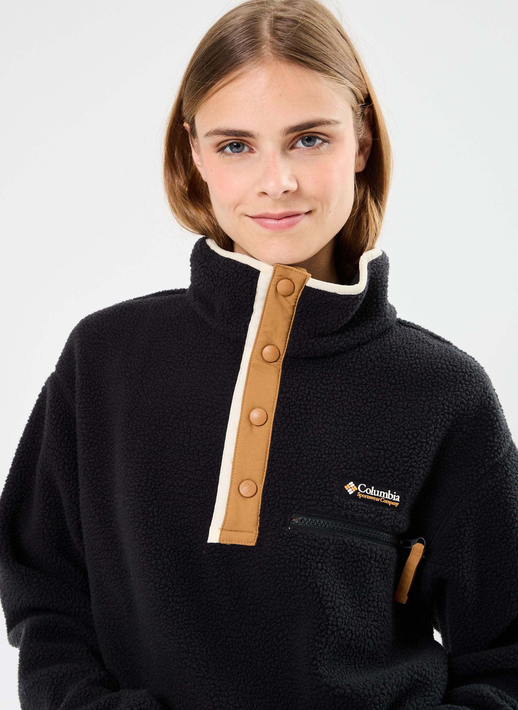 Fleece truien Helvetia II Cropped Half Snap Fleece dames zwart Columbia Fleece truien Helvetia II Cropped Half Snap Fleece dames zwart BLACK