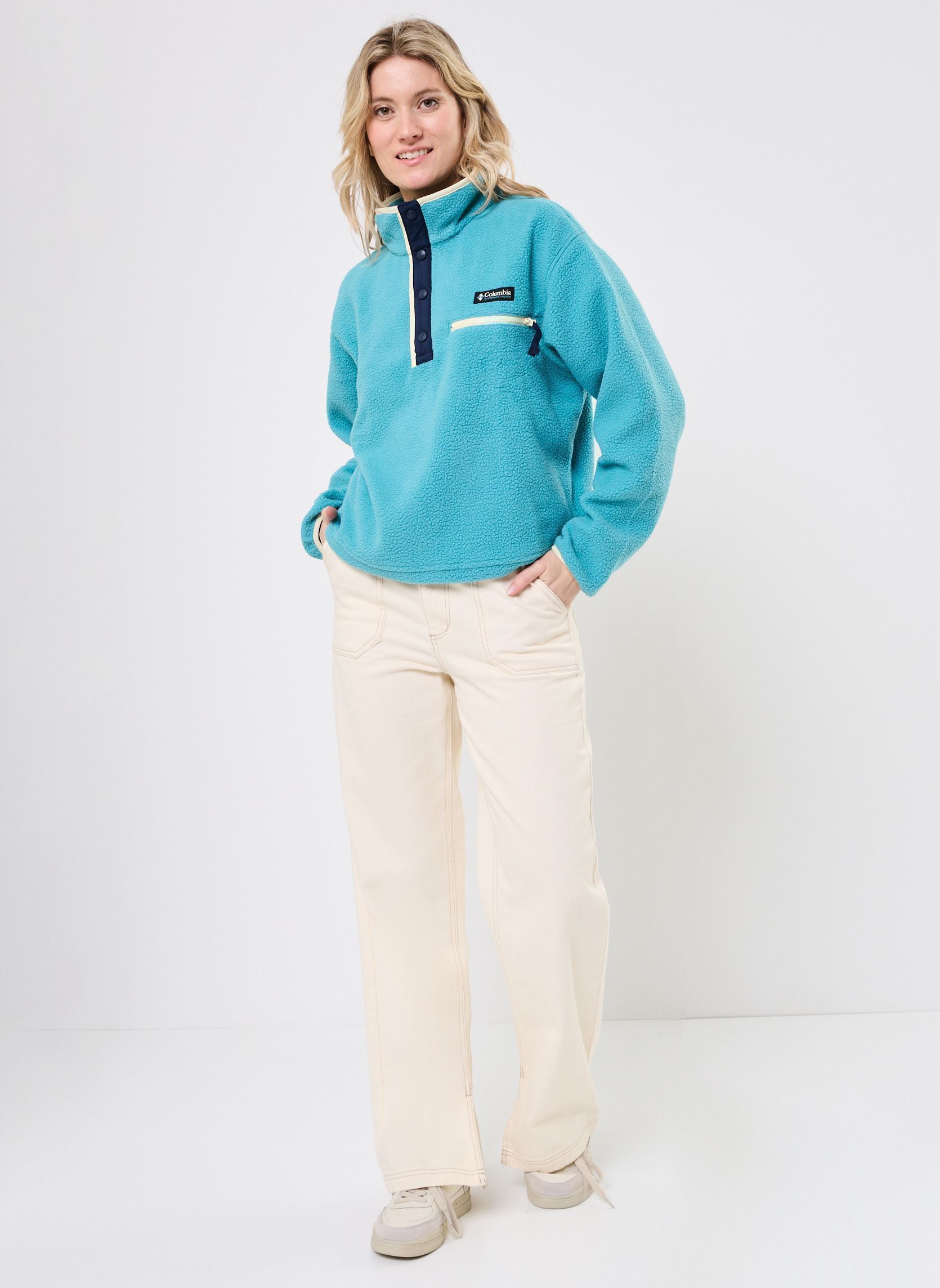 Pulls polaire Helvetia II Cropped Half Snap Fleece femme bleu Columbia Pulls polaire Helvetia II Cropped Half Snap Fleece femme bleu TEAL