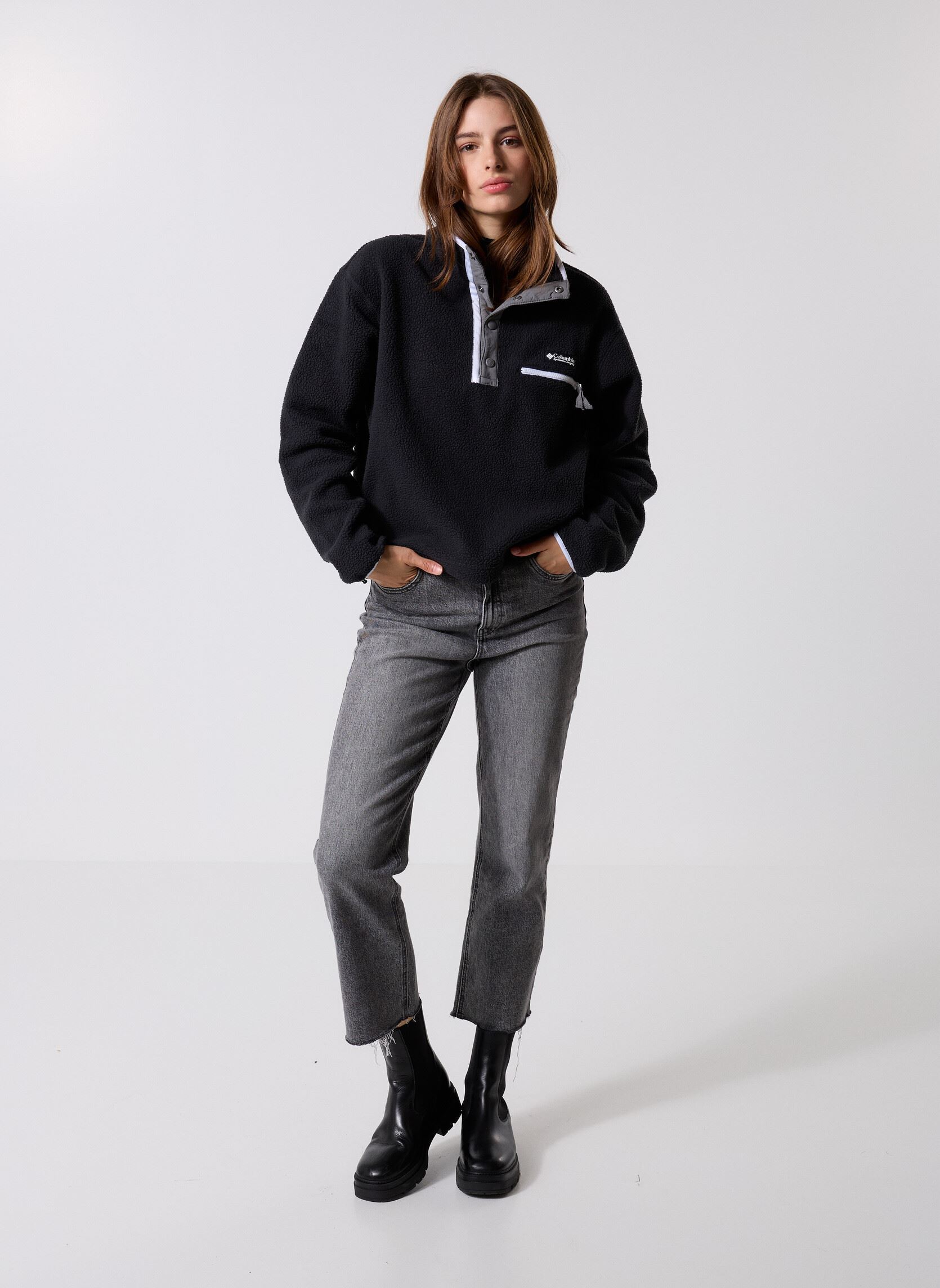 Jerséis polares Helvetia II Cropped Half Snap Fleece mujer negro Columbia Jerséis polares Helvetia II Cropped Half Snap Fleece mujer negro BLACK2