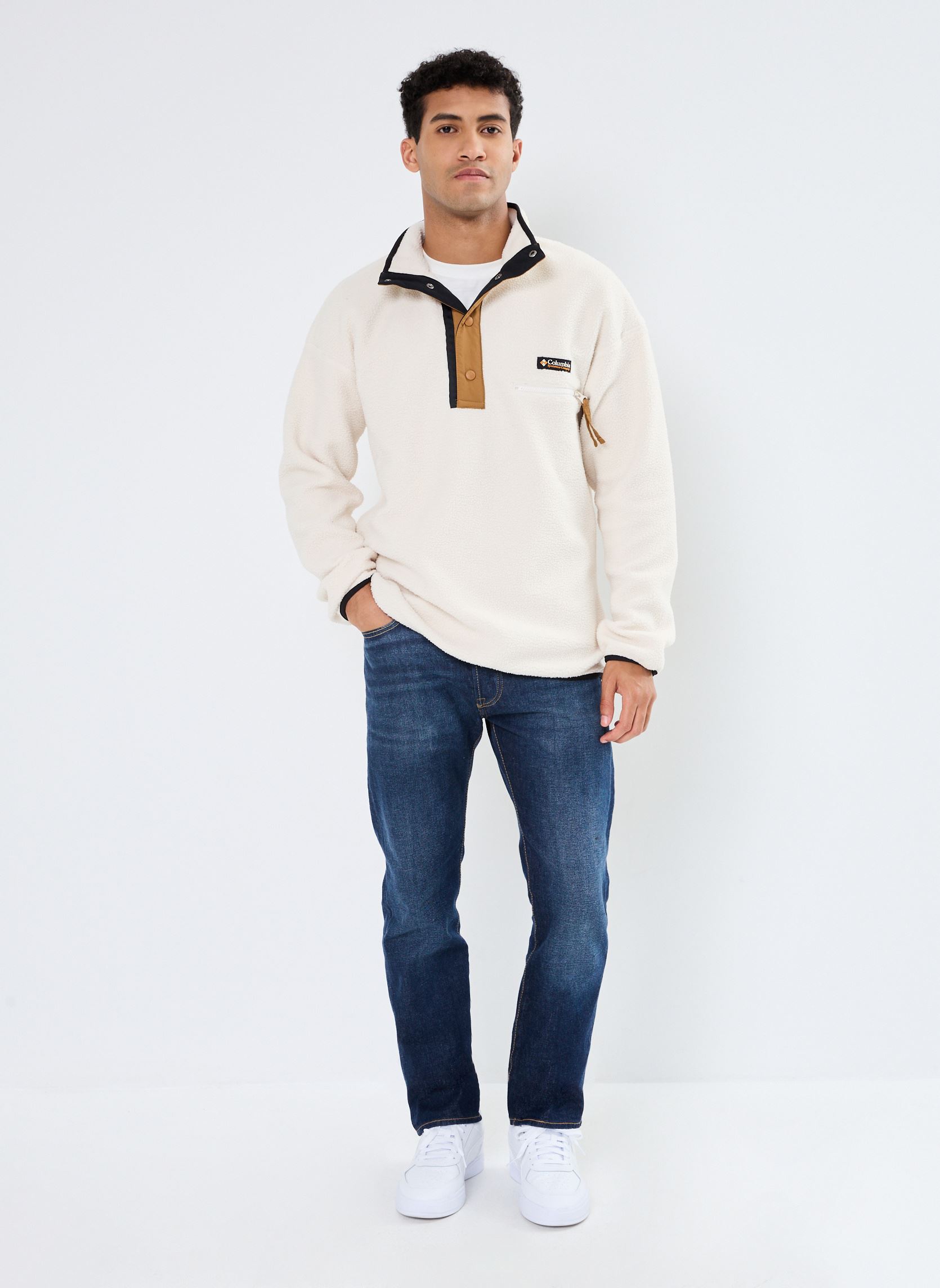 Fleece truien Helvetia II Half Snap Fleece heren wit Columbia Fleece truien Helvetia II Half Snap Fleece heren wit CHALK