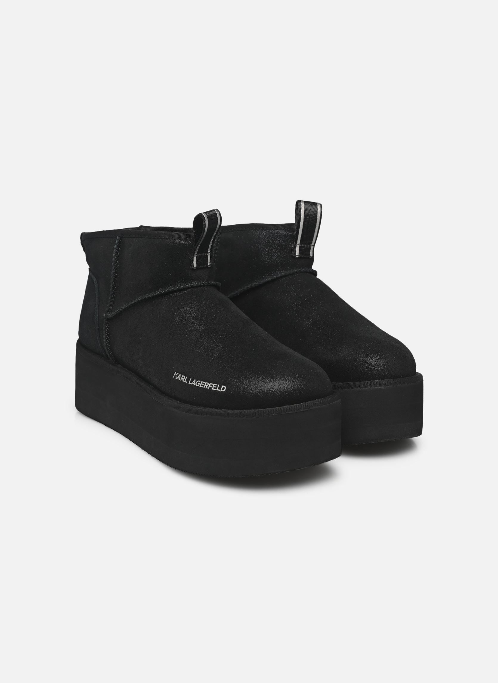 Bottines fourrées THERMO Lo Slip On Boot femme noir Karl Lagerfeld Bottines fourrées THERMO Lo Slip On Boot femme noir Black Shimmer Suede