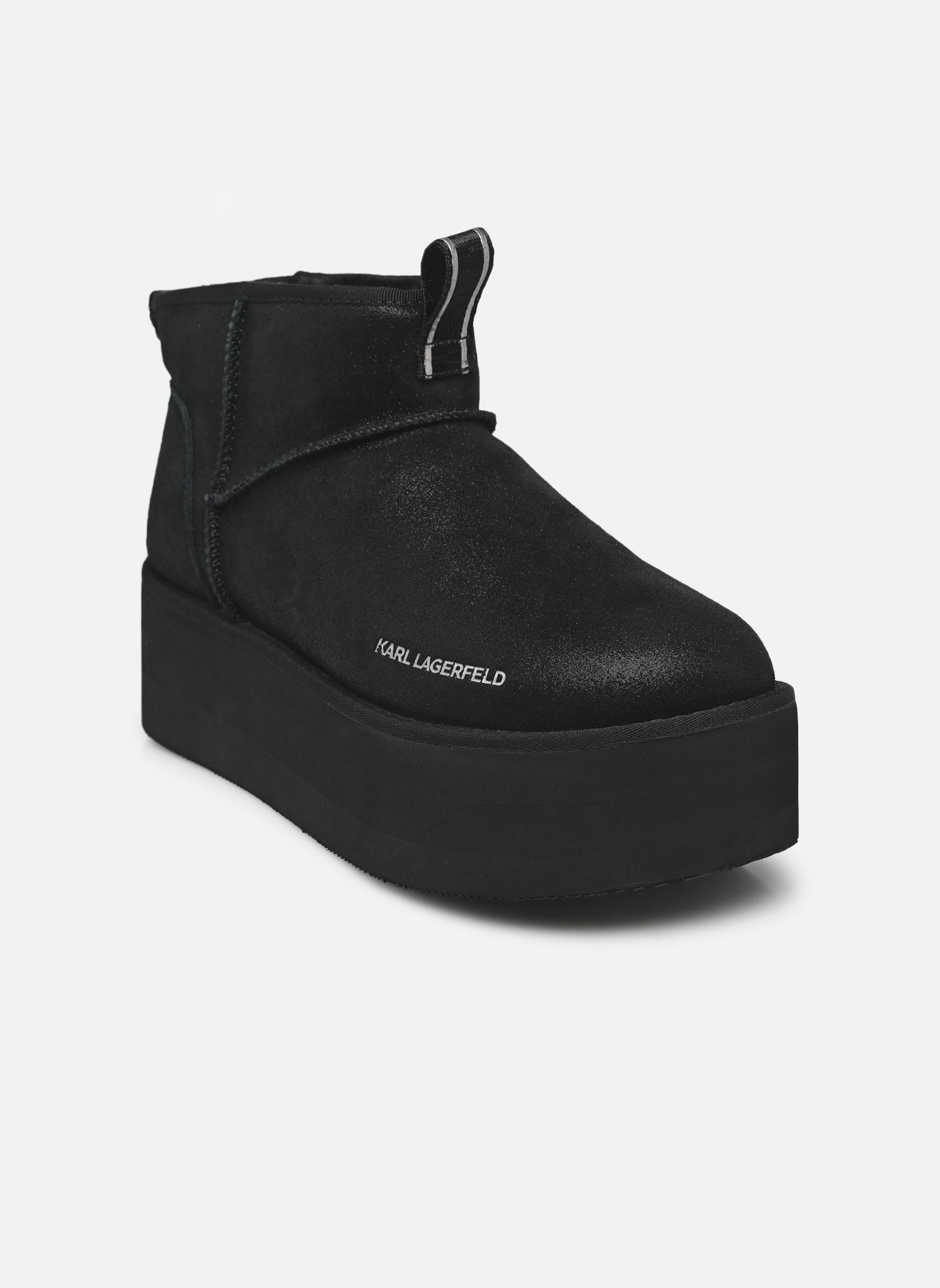 Bottines fourrées THERMO Lo Slip On Boot femme noir Karl Lagerfeld Bottines fourrées THERMO Lo Slip On Boot femme noir Black Shimmer Suede