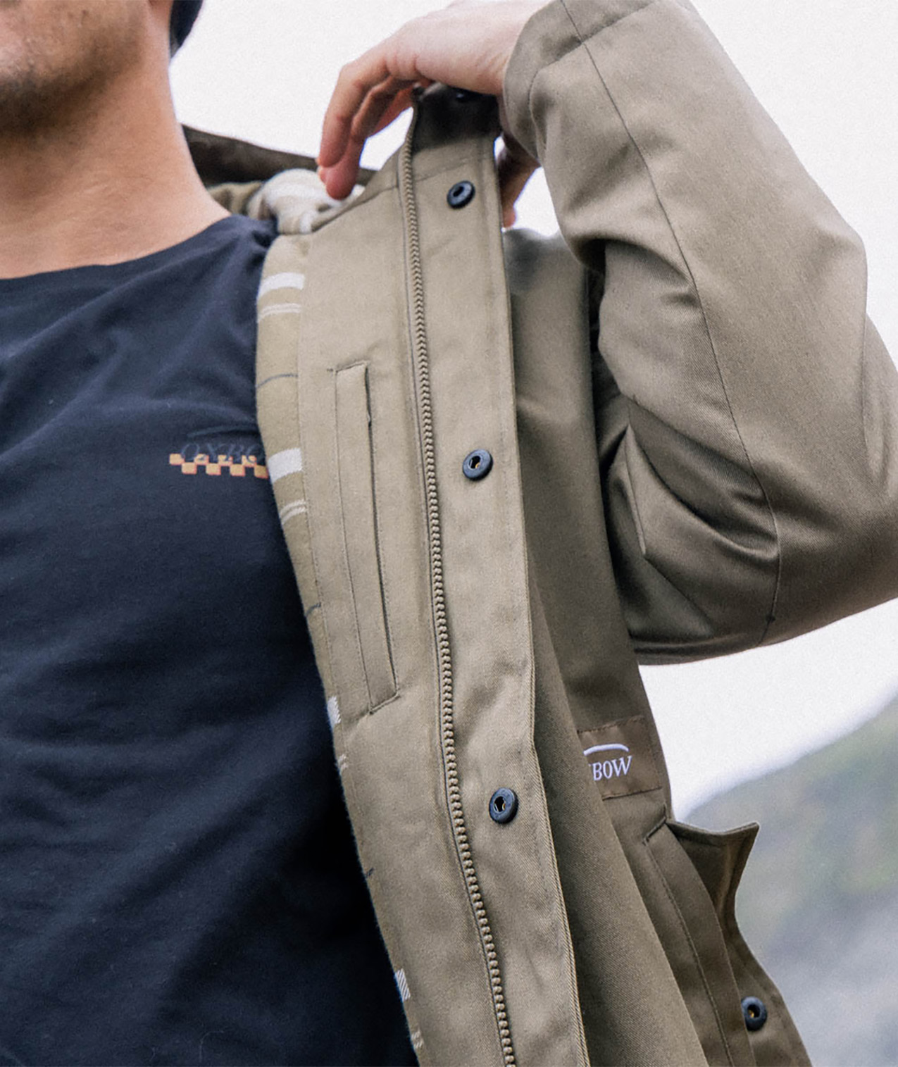 Veste Twill Doublée Flanelle JACOBEL Hiver 2024 Zippé, Avec Capuche