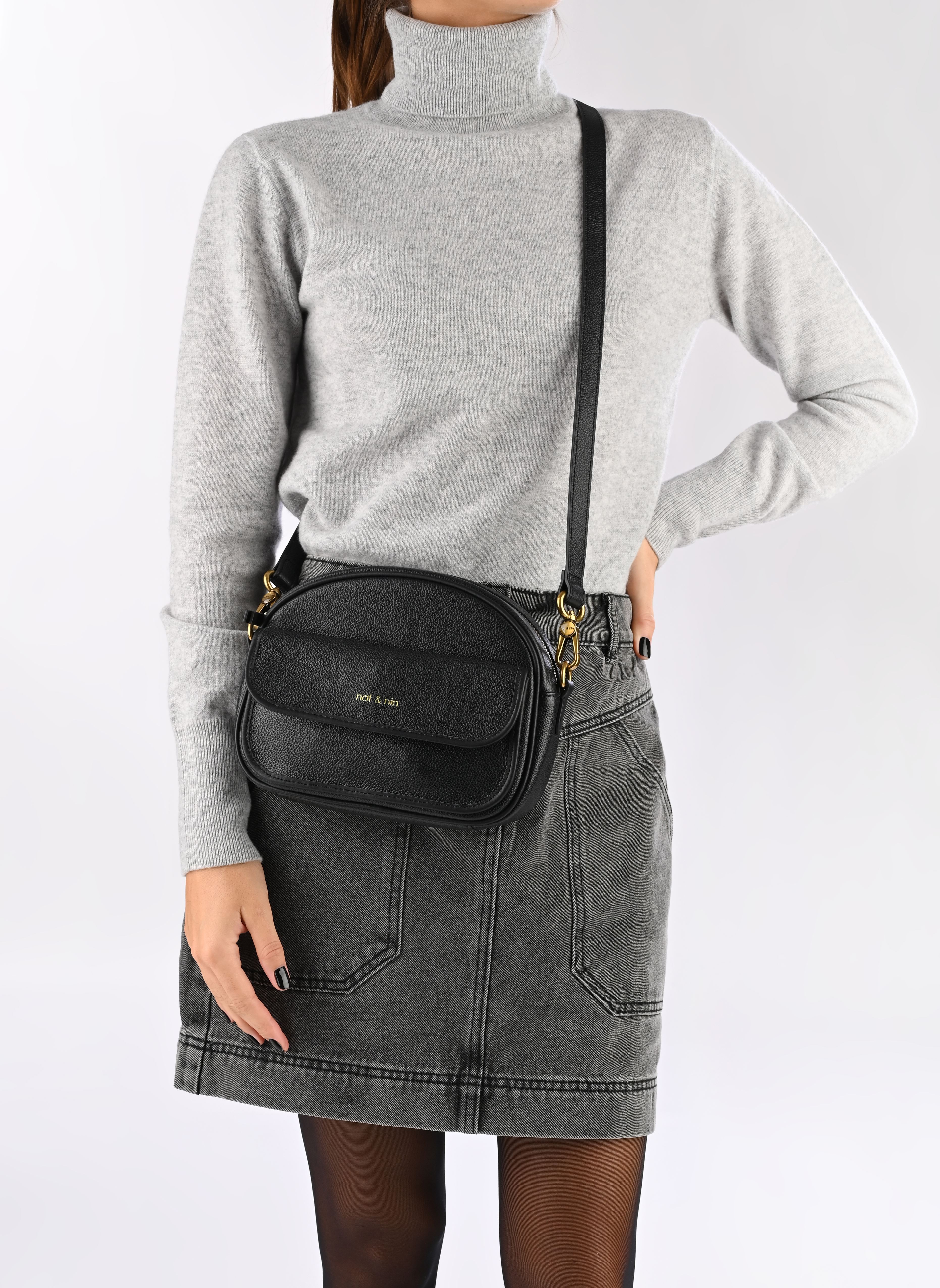 Schoudertassen Judy dames zwart Nat & Nin Schoudertassen Judy dames zwart NOIR GRAINÉ