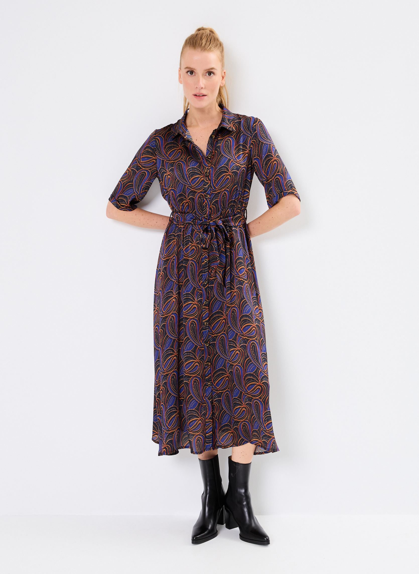 Robes Chemise RCLAIRE2 femme multicolore Georgia Rose Robes Chemise RCLAIRE2 femme multicolore BLEU VIF