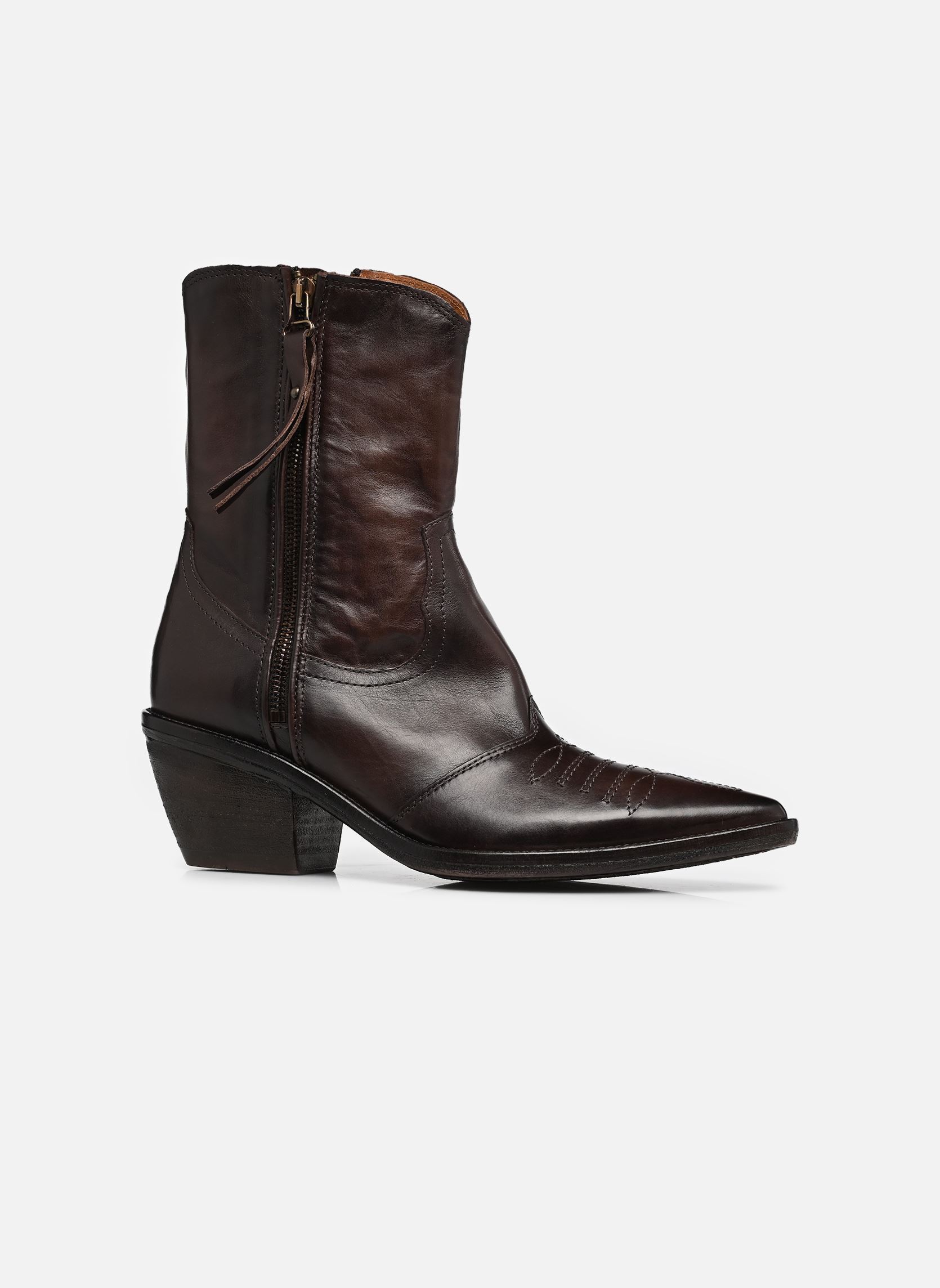 Bottines santiags B84205 femme marron AS98 Bottines santiags B84205 femme marron EBANO LISSE