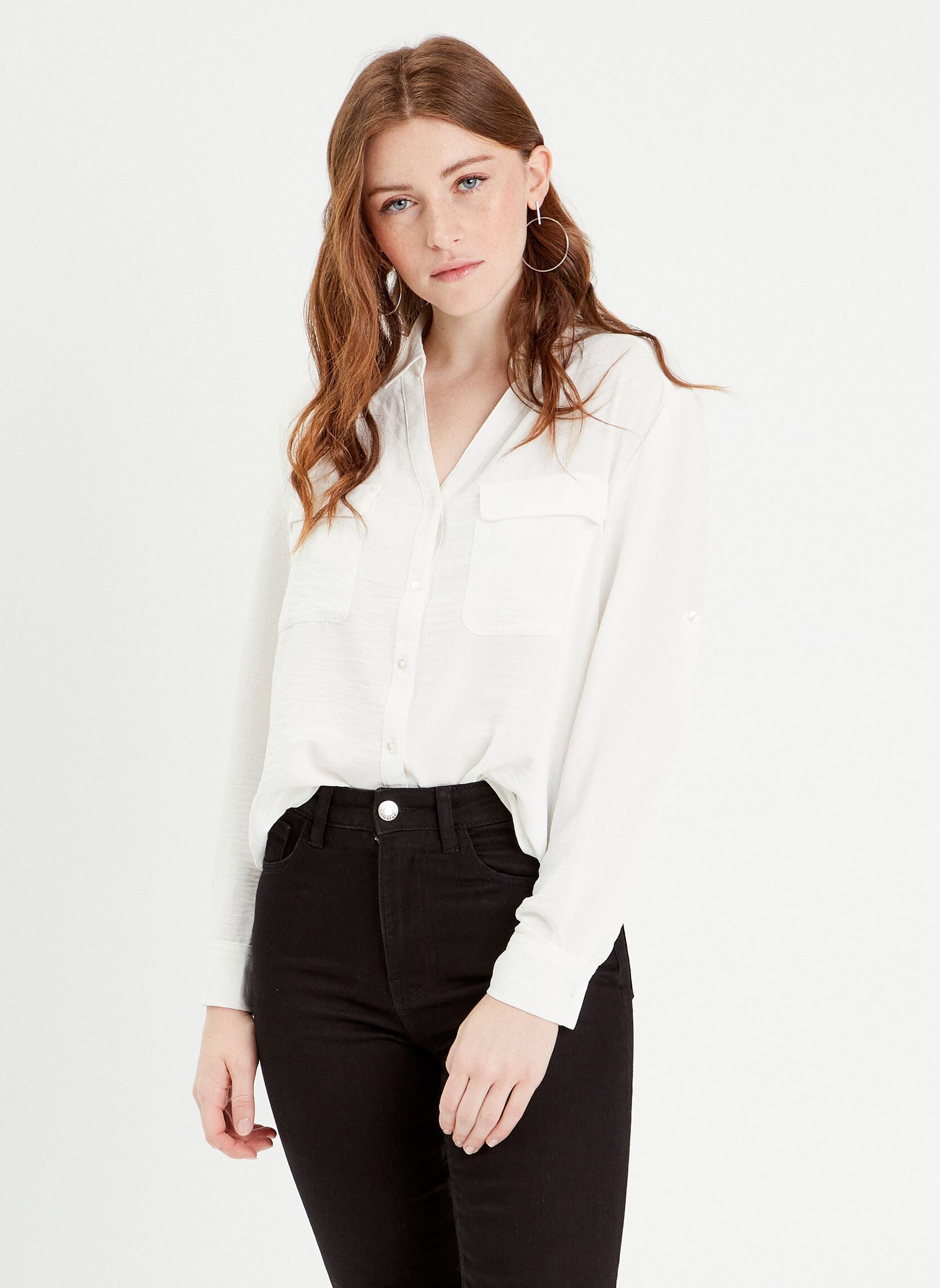 Chemises manches longues NEWDOBBUNIE femme blanc Cache Cache Chemises manches longues NEWDOBBUNIE femme blanc CLOUD DANCER