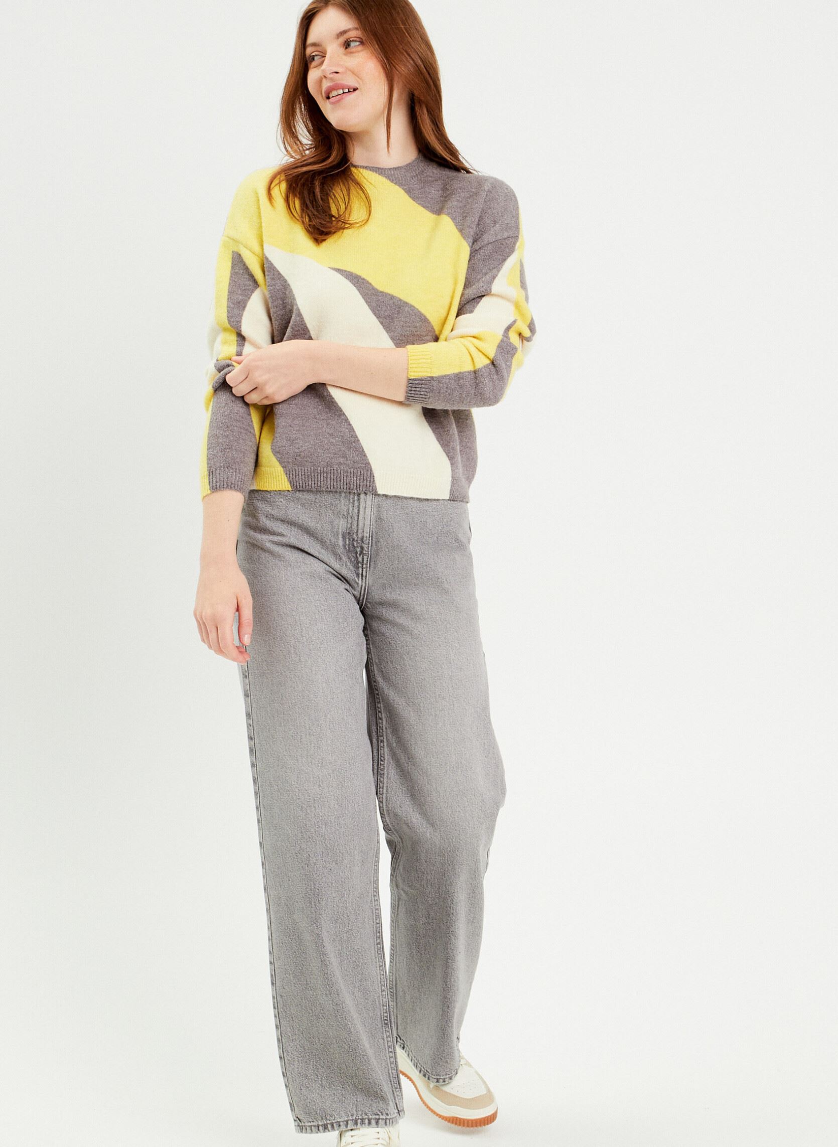 Truien RETROYELLOW dames meerkleurig Cache Cache Truien RETROYELLOW dames meerkleurig YELLOW CREAM