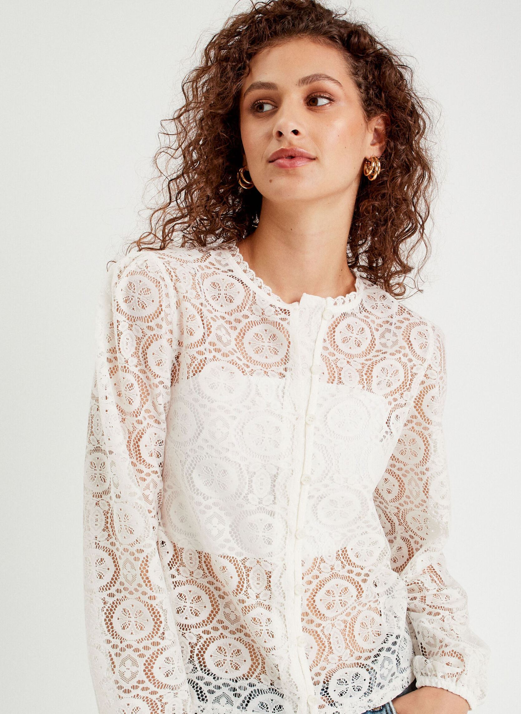 Langarm-Blusen LBLOUCRAFT damen weiß Cache Cache Langarm-Blusen LBLOUCRAFT damen weiß WHITE SWAN