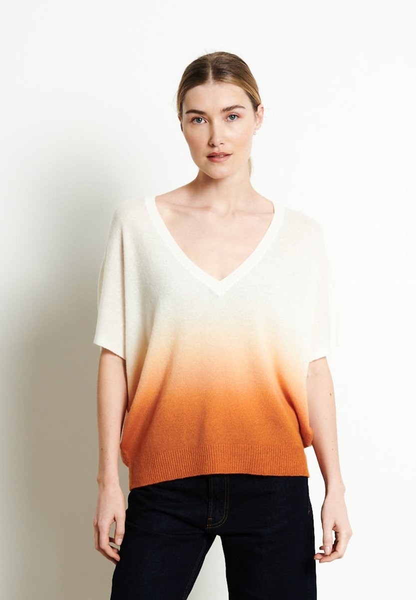 Top Manches 3/4 Effet Chauve-souris Tie And Dye Camel/moutarde - Morgan Taille M - Neuf