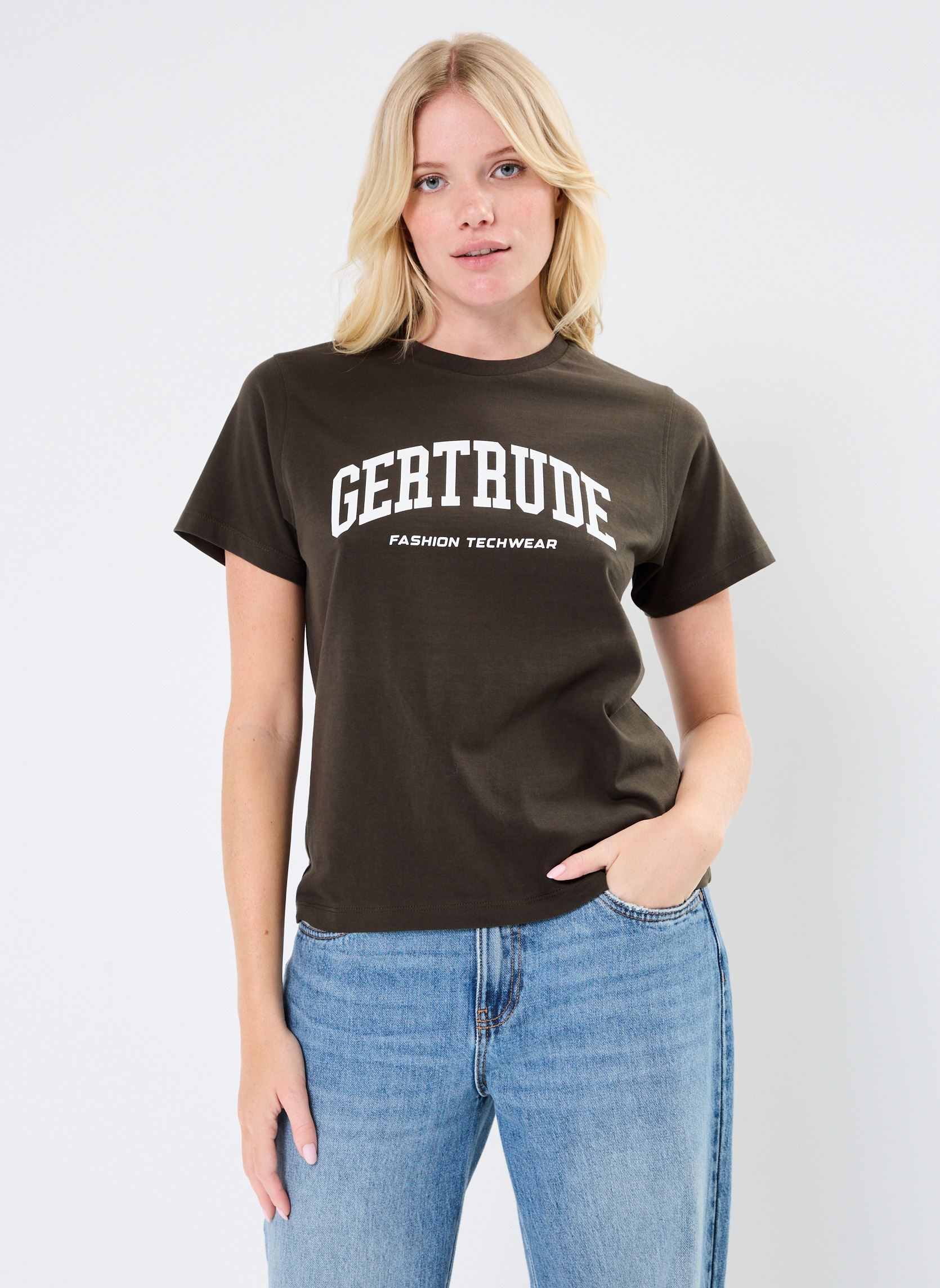 Tee-shirts manches courtes Leopoldine College Tee shirts femme vert Gertrude Tee-shirts manches courtes Leopoldine College Tee shirts femme vert KAKI